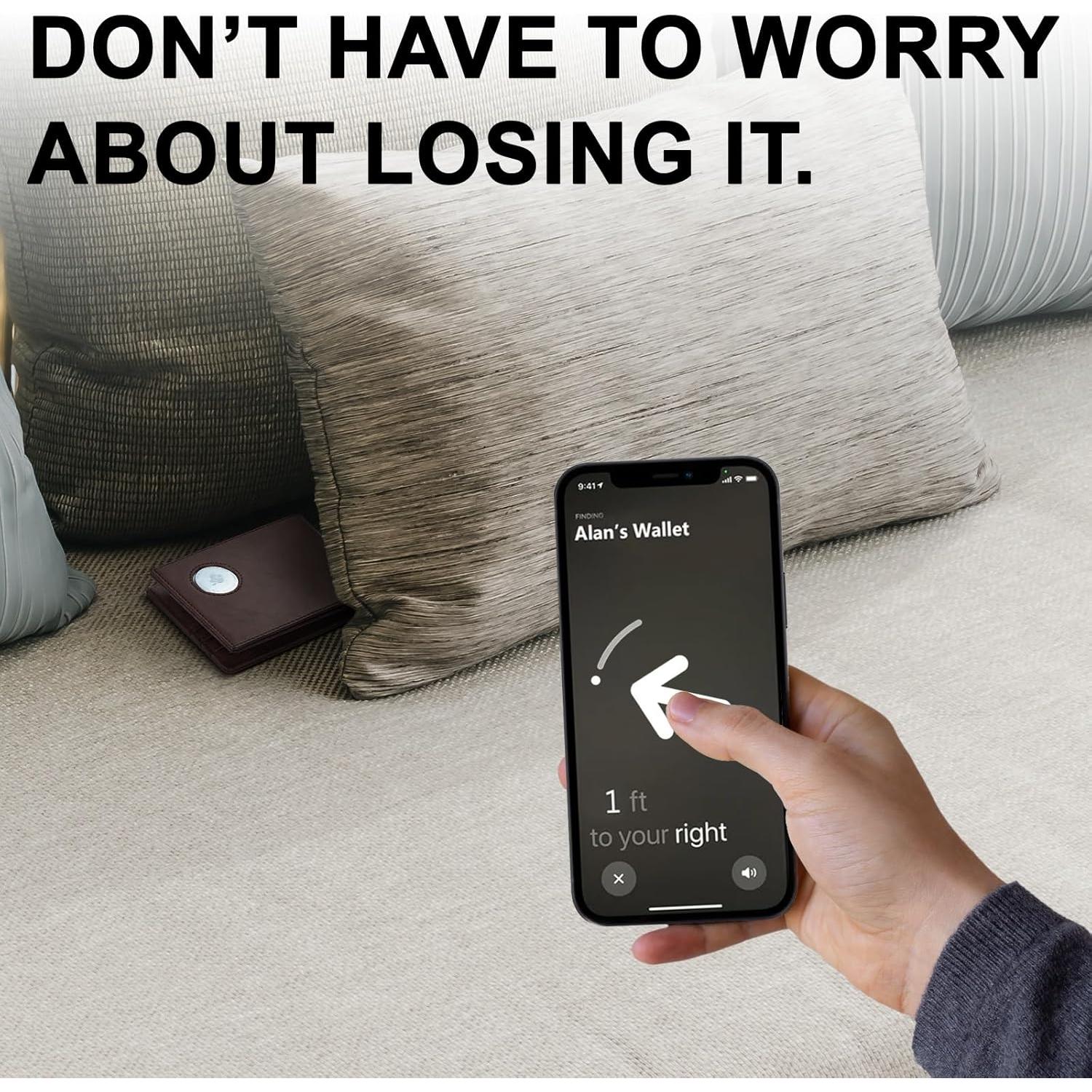 Cartera delgada Furid con AirTag y bloqueo RFID - Cuero negro