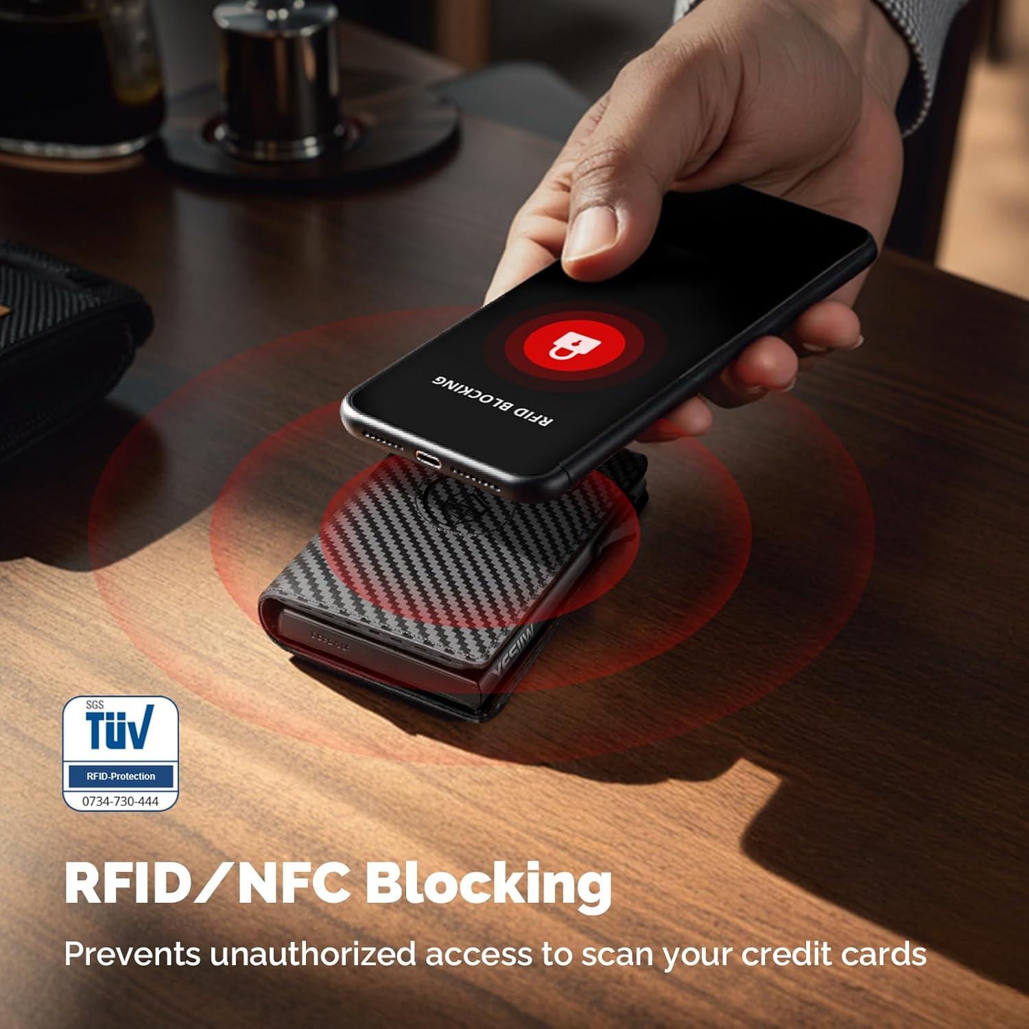 Cartera YESIIW para hombres con AirTag y bloqueo RFID, negra