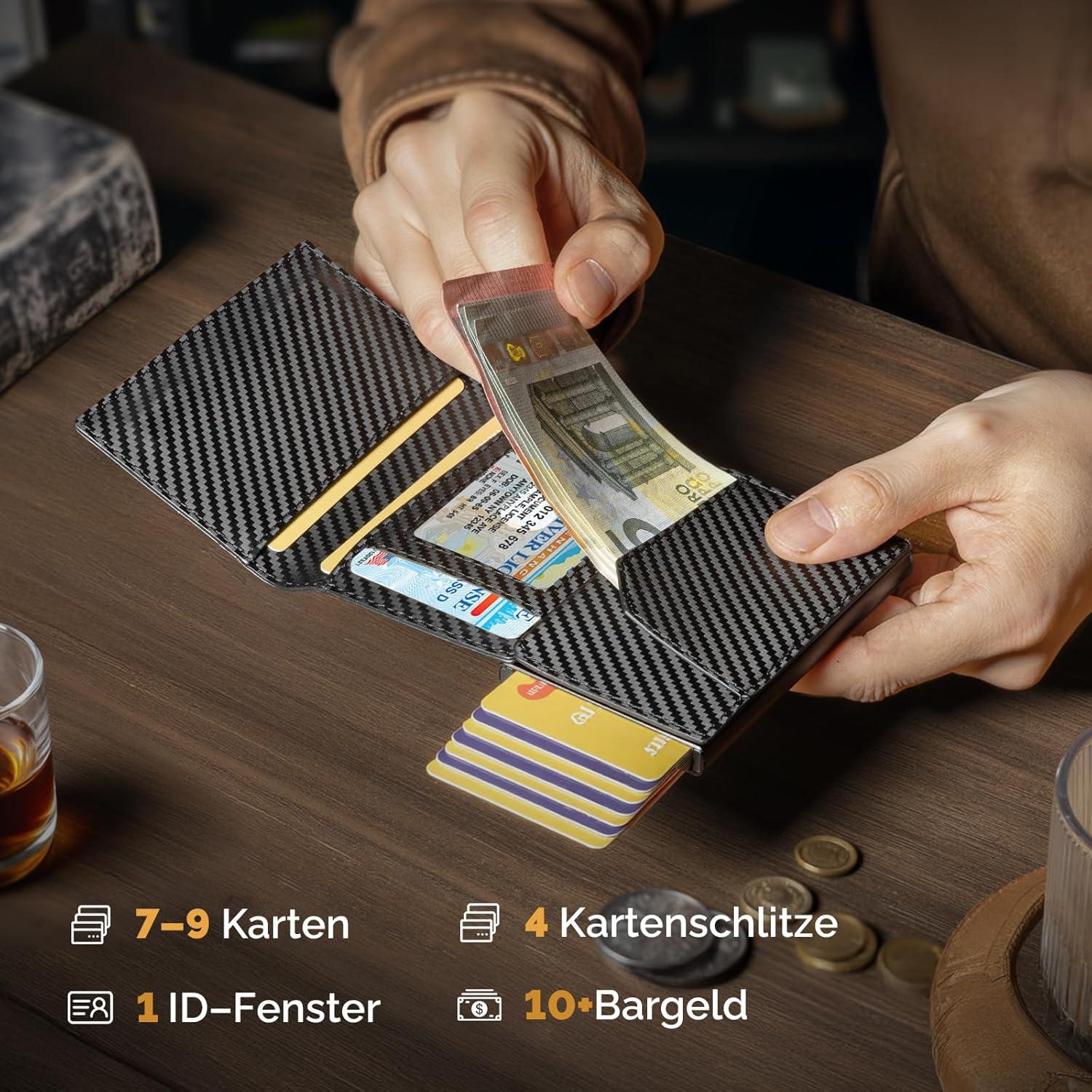 Cartera YESIIW para hombres con AirTag y bloqueo RFID, negra