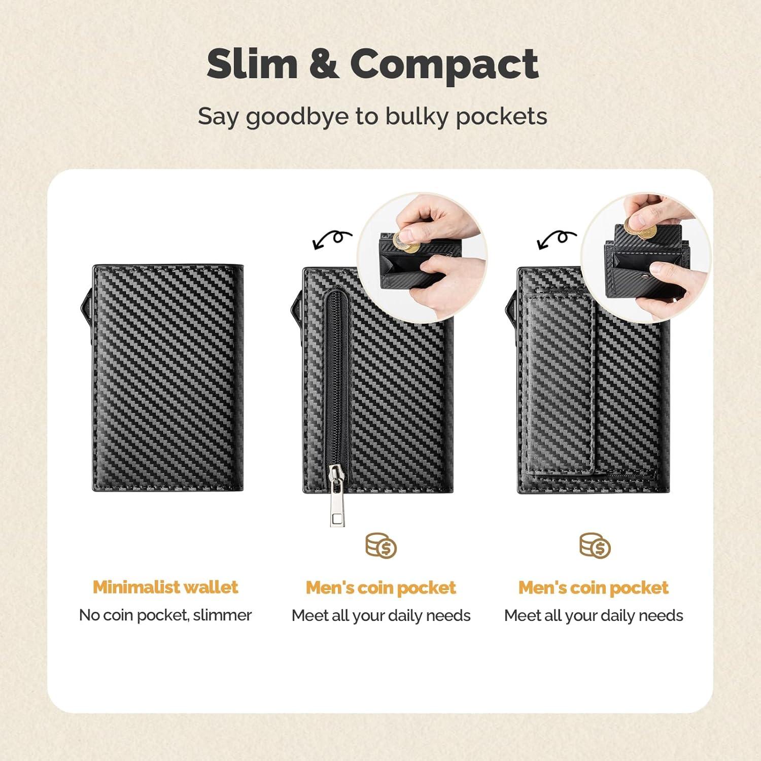 Cartera YESIIW para hombres con AirTag y bloqueo RFID, negra