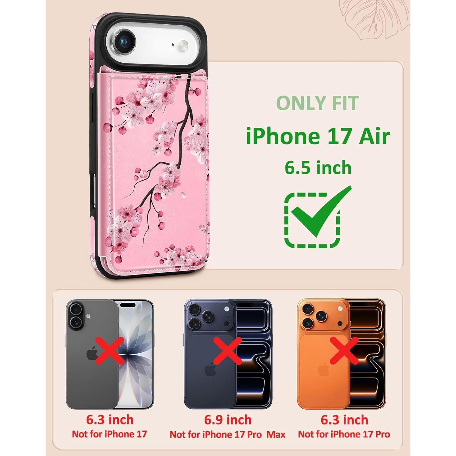 Funda de Billetera Shorogyt para iPhone 17 Air - Flor de Durazno