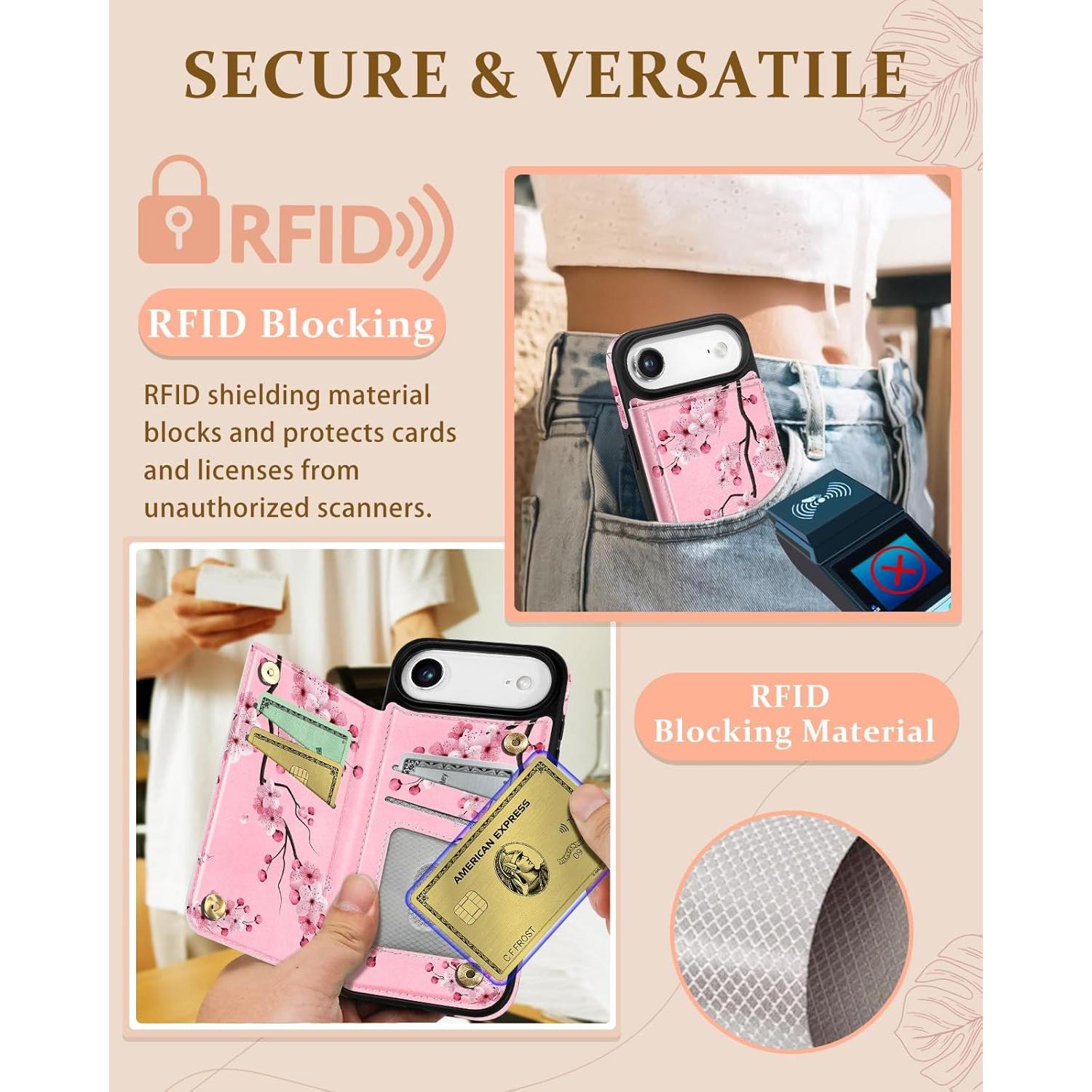 Funda de Billetera Shorogyt para iPhone 17 Air - Flor de Durazno