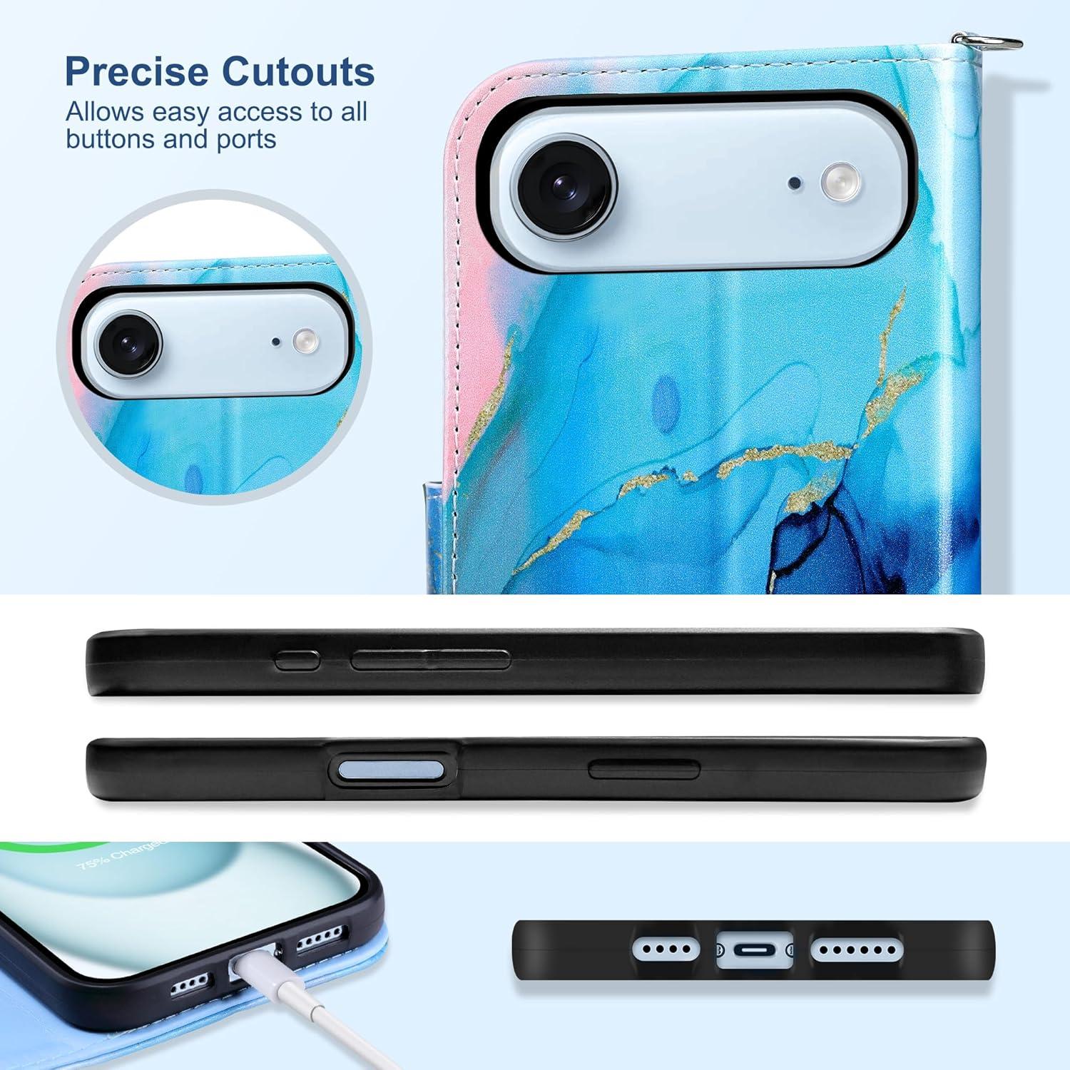 Funda Cartera ULAK para iPhone Air 6.5" 2025, Bloqueo RFID, Mármol