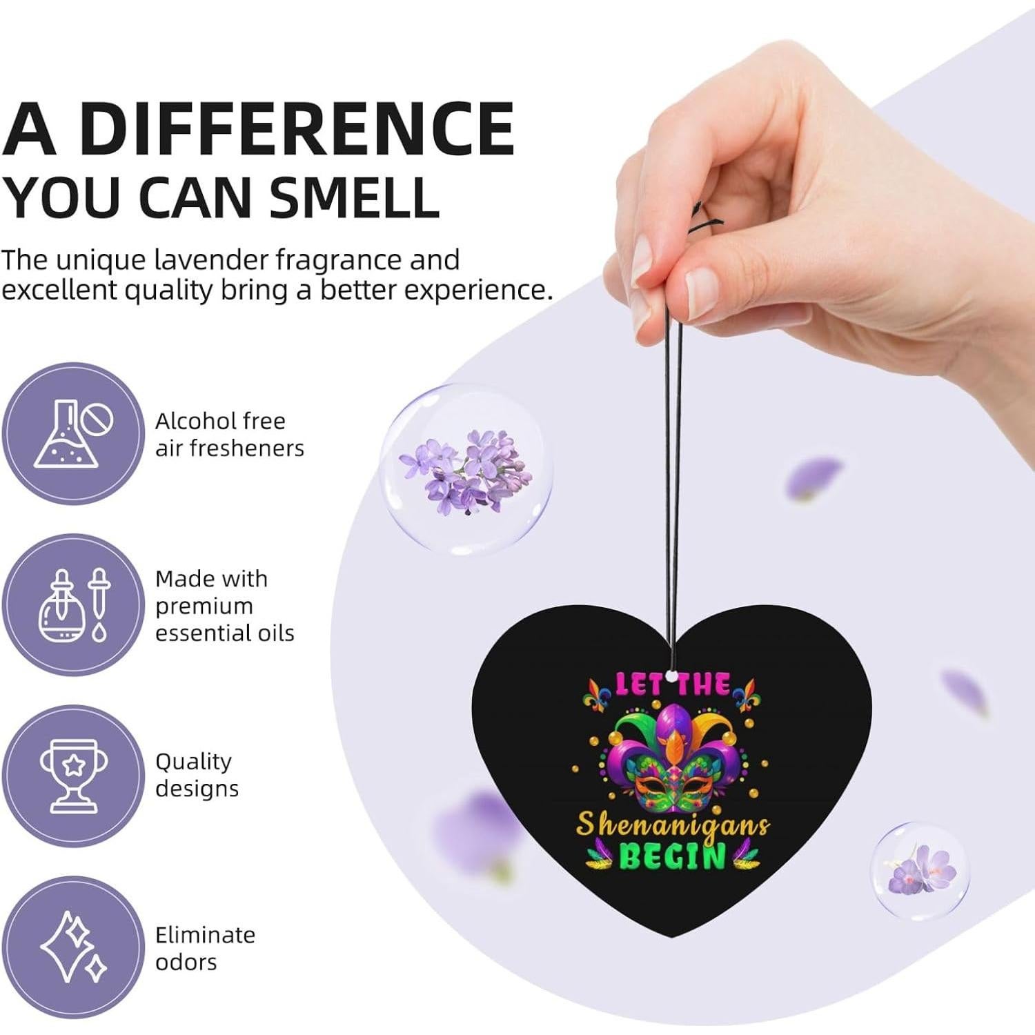 10 Tarjetas Ambientadoras para Auto Mardi Gras - Fragancia Duradera