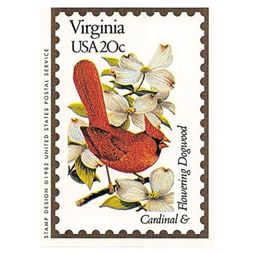 Tarjeta comercial Cardenal y Flor Dogwood Virginia 1991