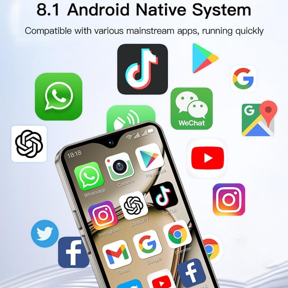 Mini 4G Smartphone Unlocked, 4.3 Inch Full Screen Dual Sim Quad Core Mini Phone Premium Child Phone Student Pocket Cellphone, 2+16GB (Metallic Gray)