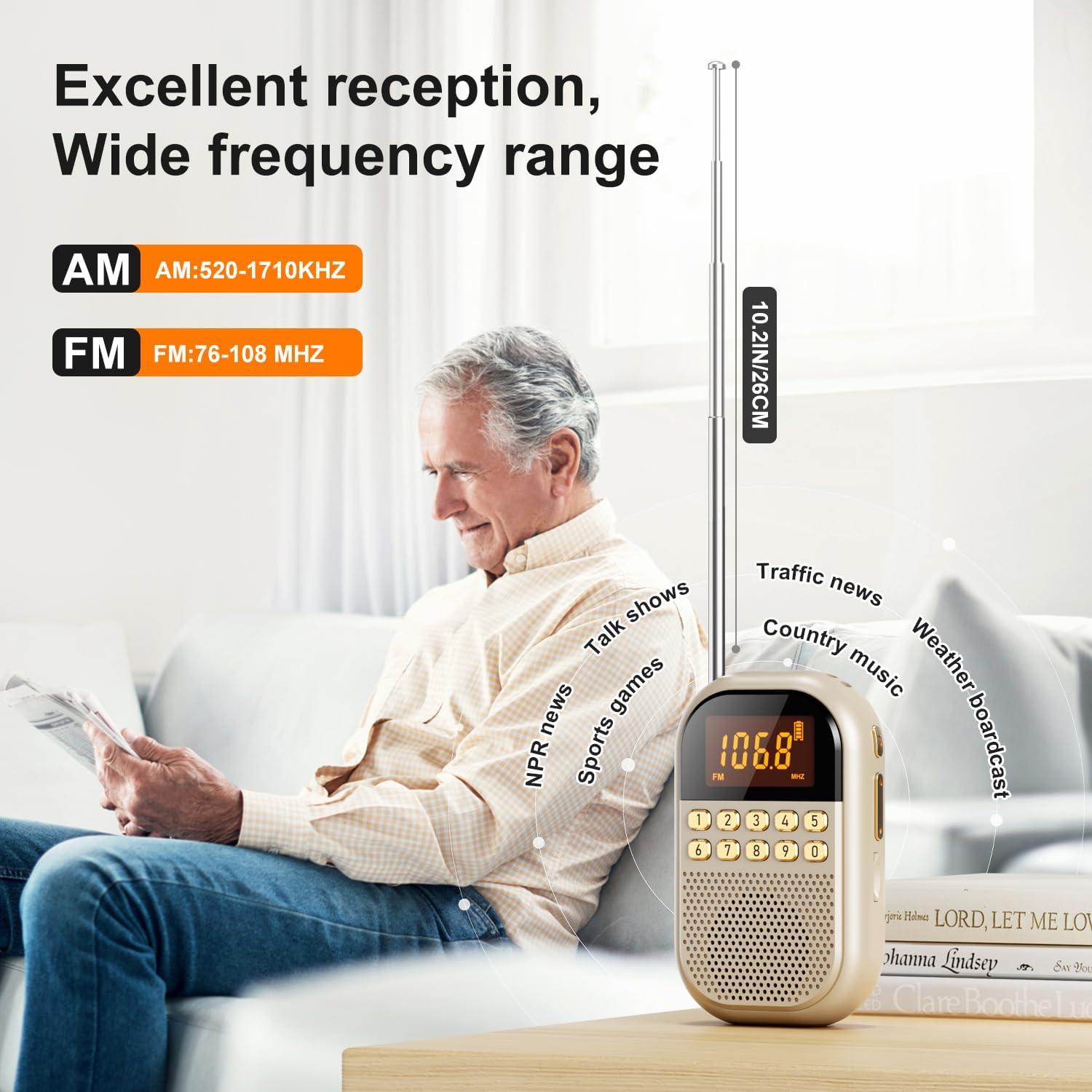 Radio AM FM portátil Kamapulo MI04 - Batería 1100mAh, Bluetooth