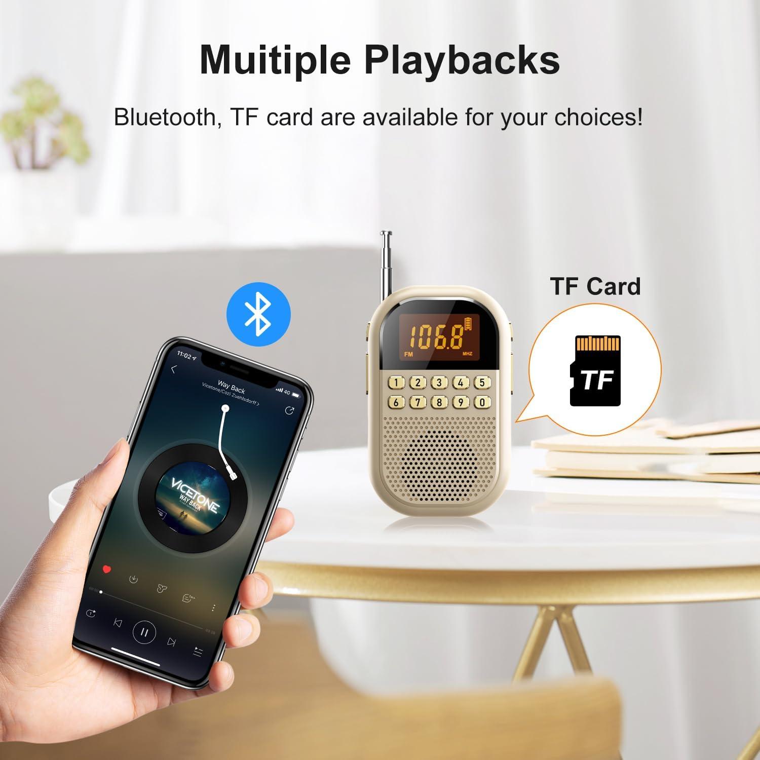 Radio AM FM portátil Kamapulo MI04 - Batería 1100mAh, Bluetooth