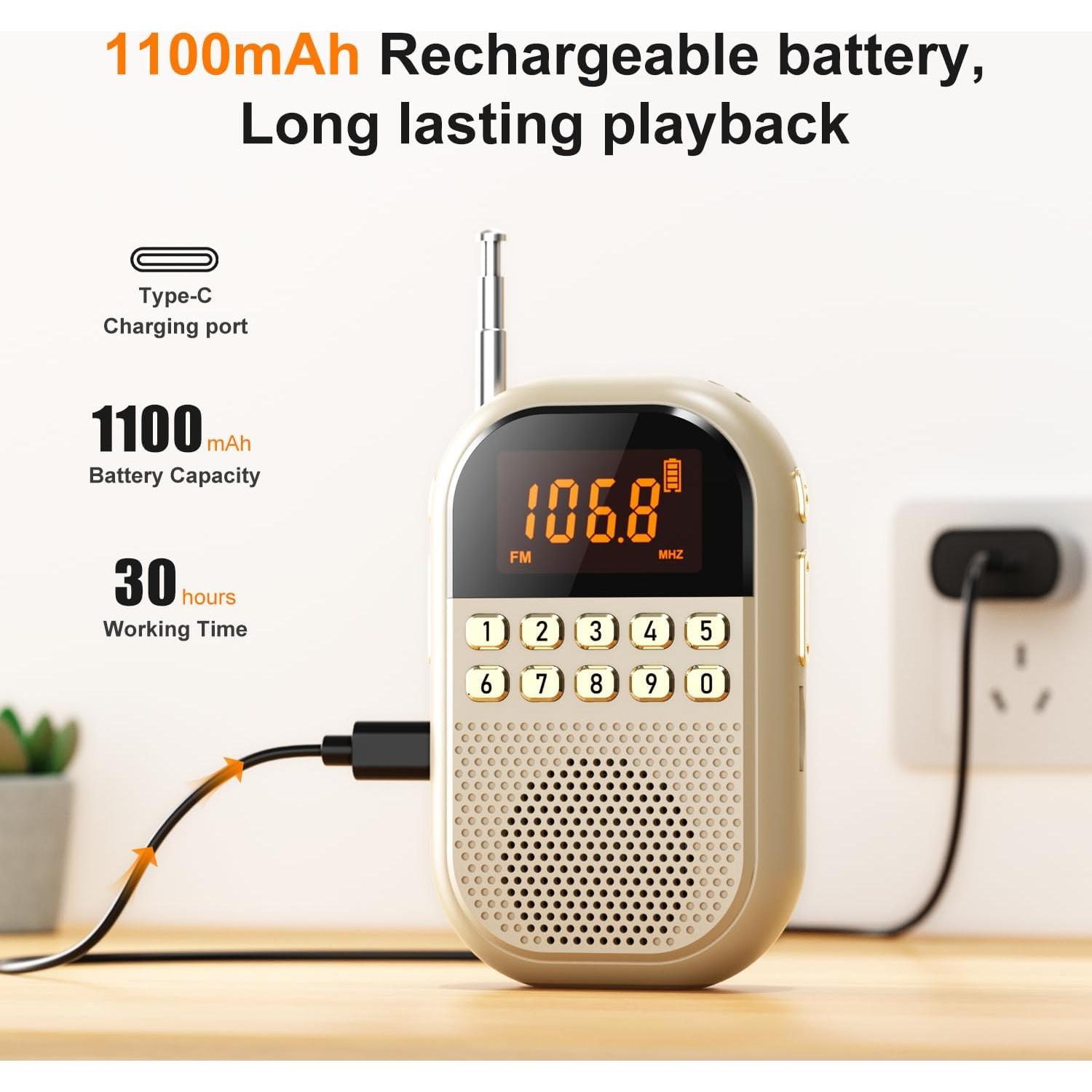 Radio AM FM portátil Kamapulo MI04 - Batería 1100mAh, Bluetooth