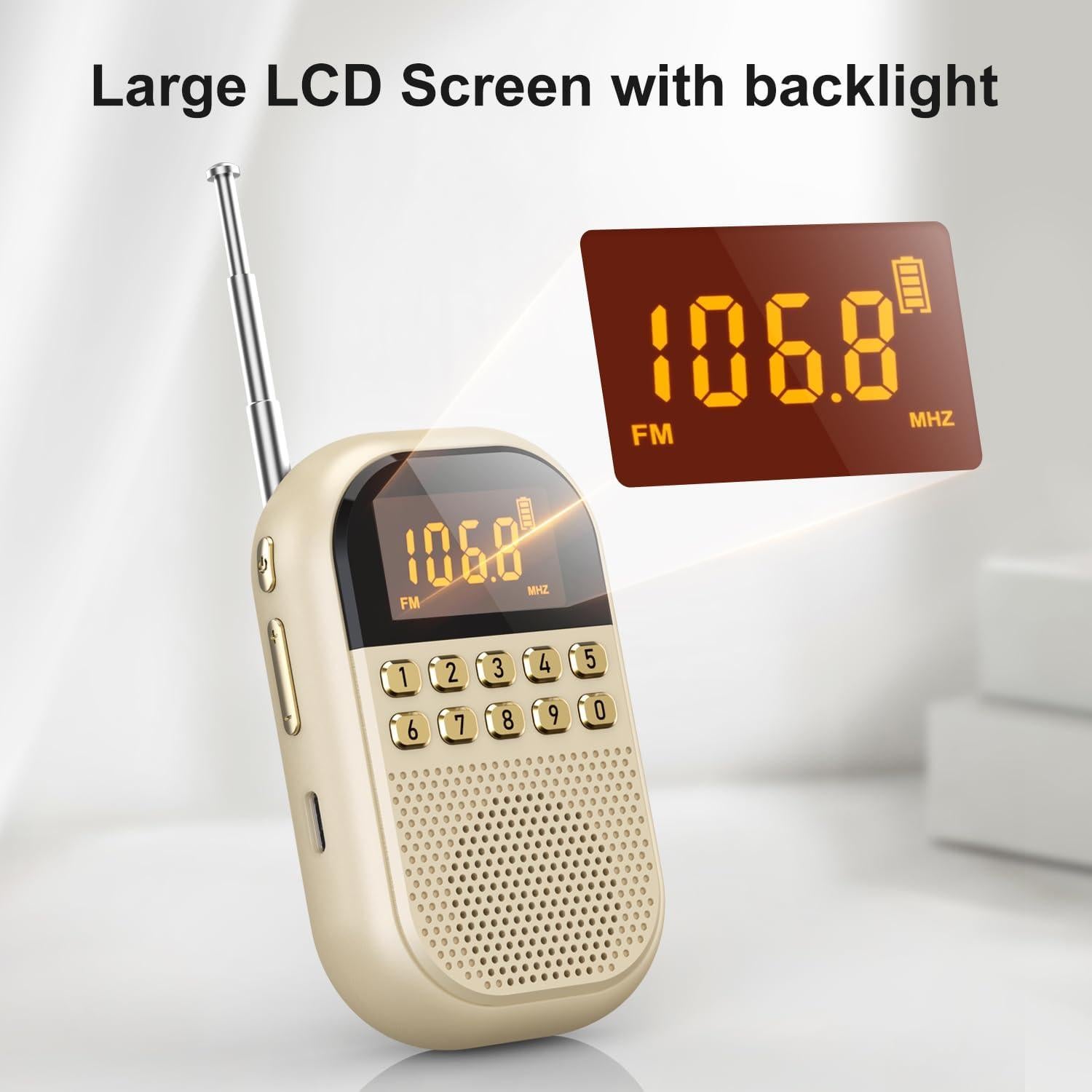 Radio AM FM portátil Kamapulo MI04 - Batería 1100mAh, Bluetooth