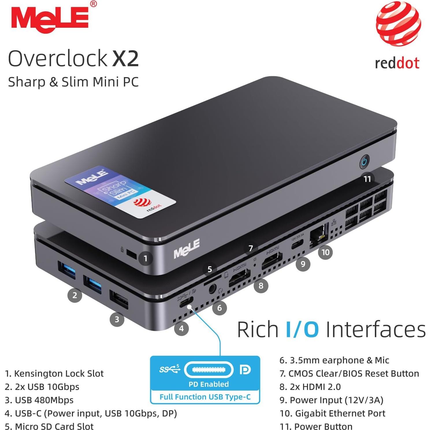 Mini PC MeLE Overclock X2 N150 32GB RAM 512GB SSD HDMI 4K