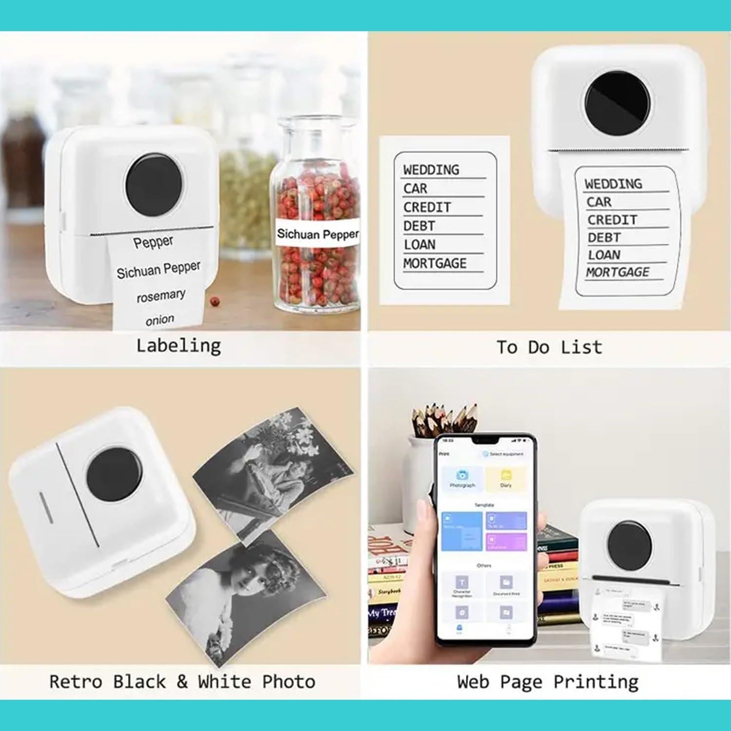 Impresora de fotos portátil Payanwin D5 con 5 rollos etiquetas