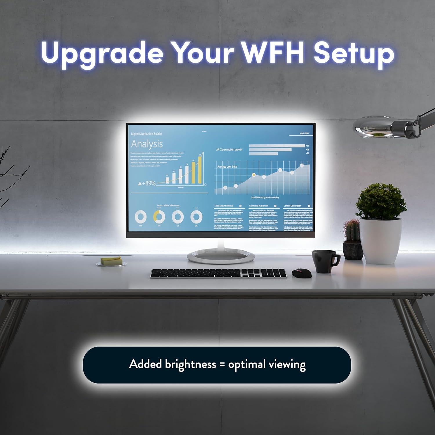 Tira de Luz LED USB Power Practical 5m para TV 60-80" Blanca