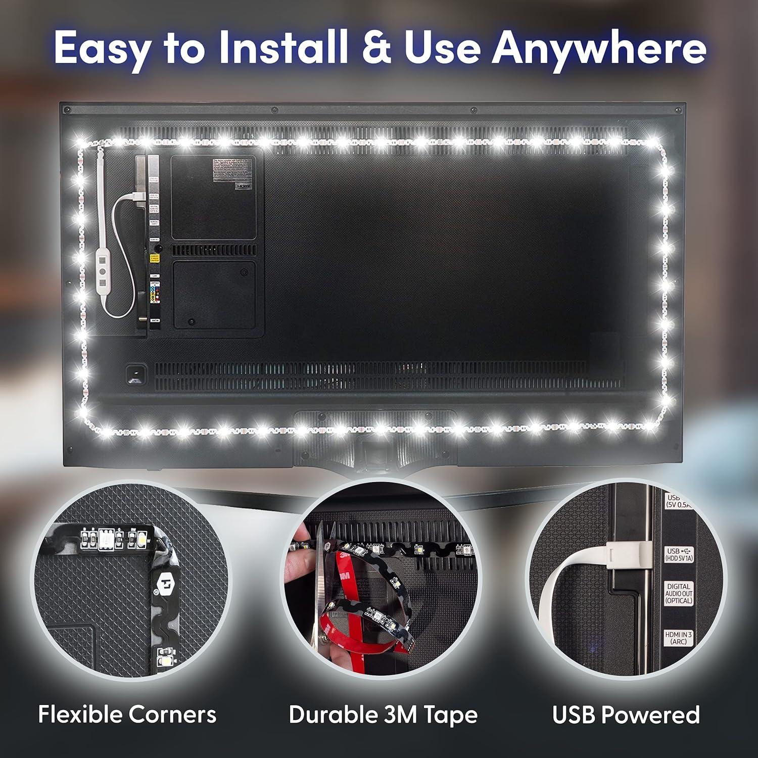 Tira de Luz LED USB Power Practical 5m para TV 60-80" Blanca