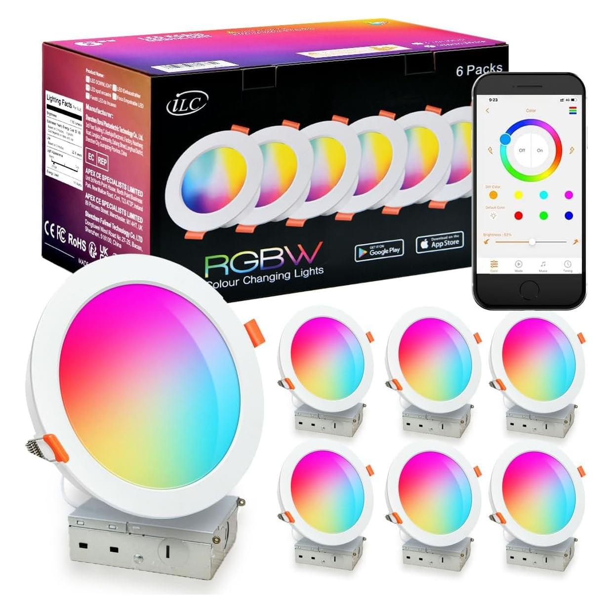 Luces Empotradas LED iLC 4 Pulgadas RGB 10W 6 Paquetes