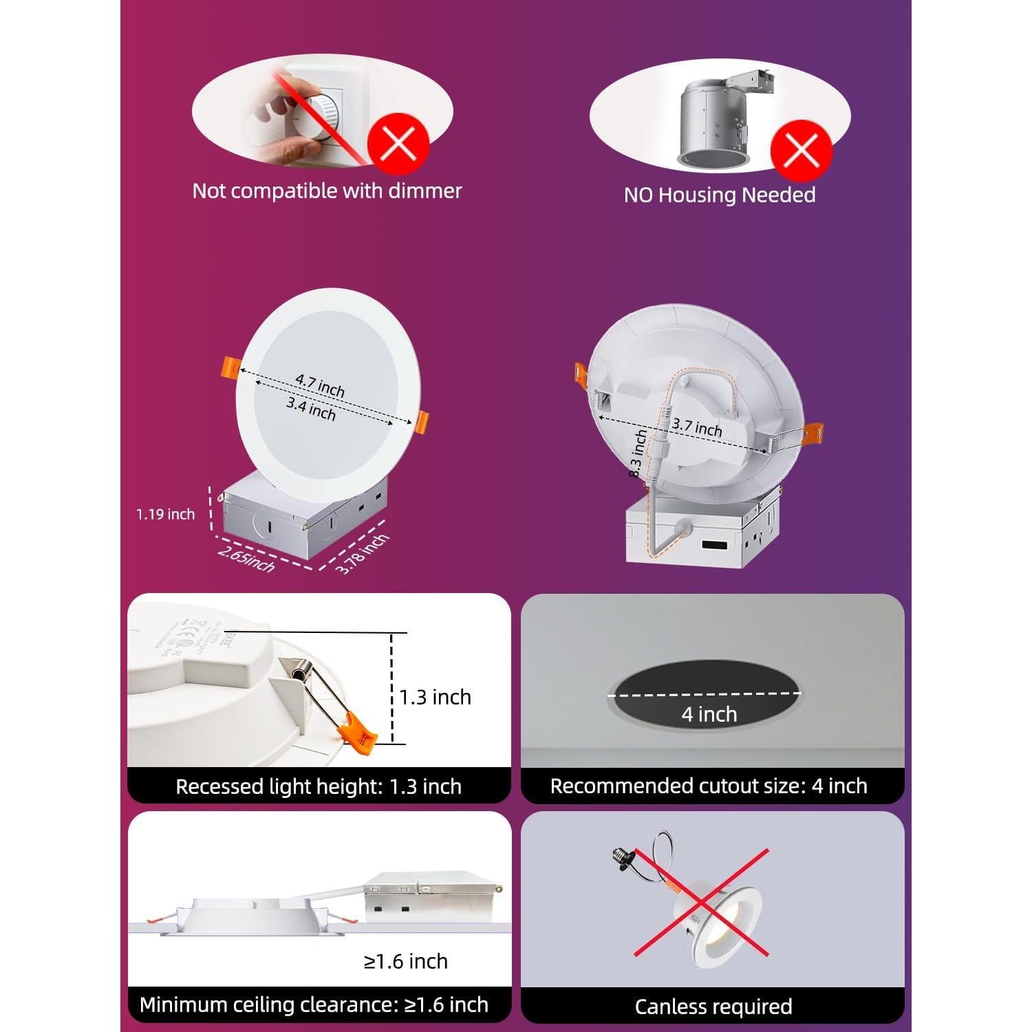 Luces Empotradas LED iLC 4 Pulgadas RGB 10W 6 Paquetes