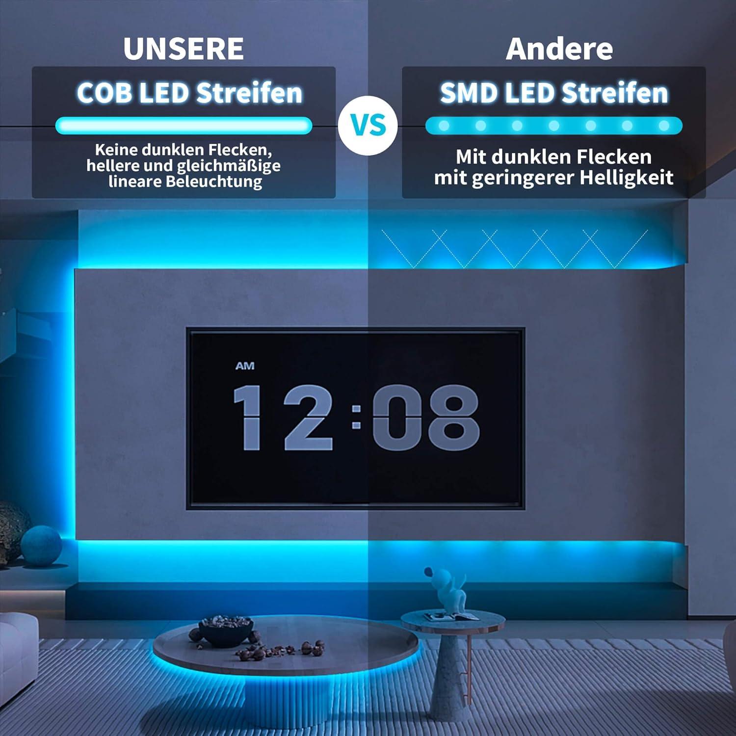 Tira de Luz LED COB GIDEALED 10m RGB 24V Dimmable con Control Remoto