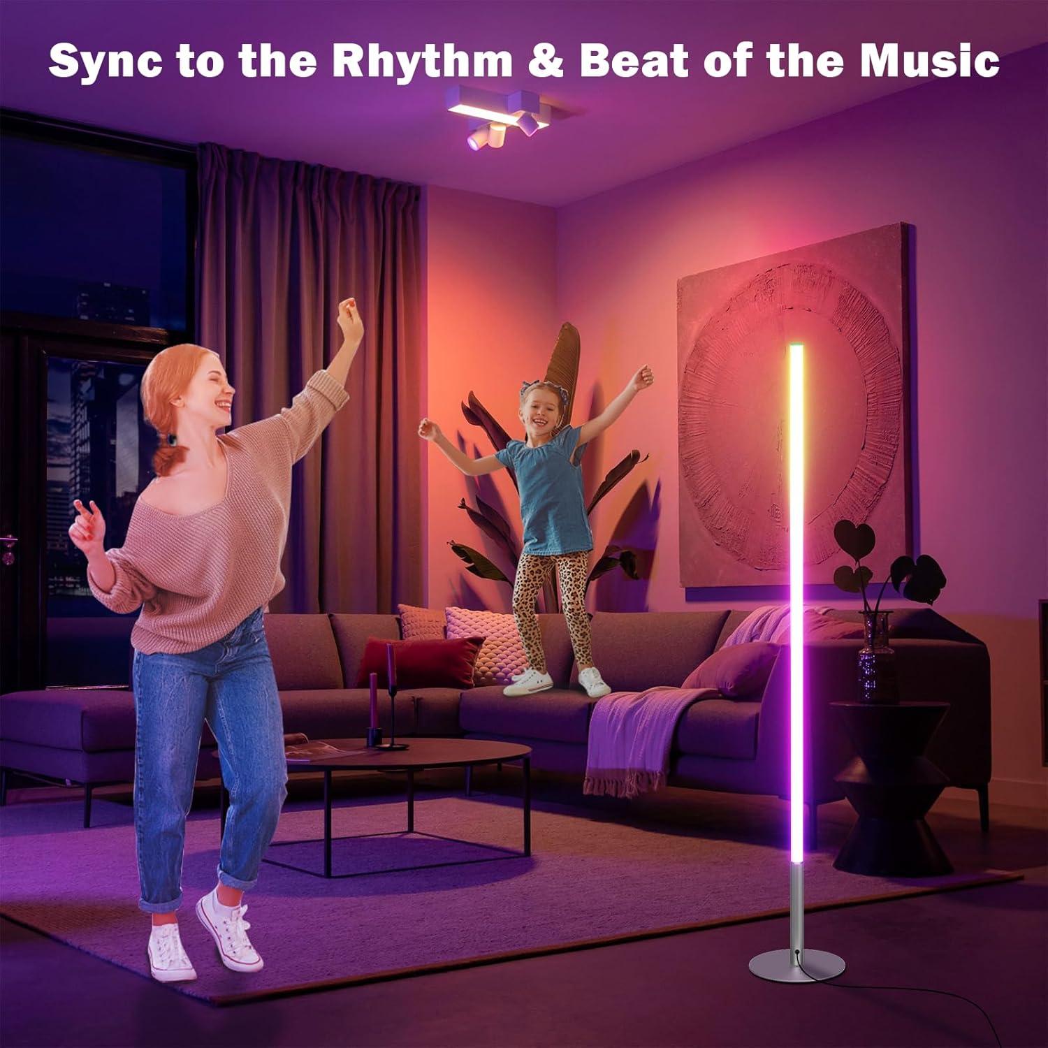 Lámpara de Piso LED Inteligente Tacopet RGBW Plateada 147cm