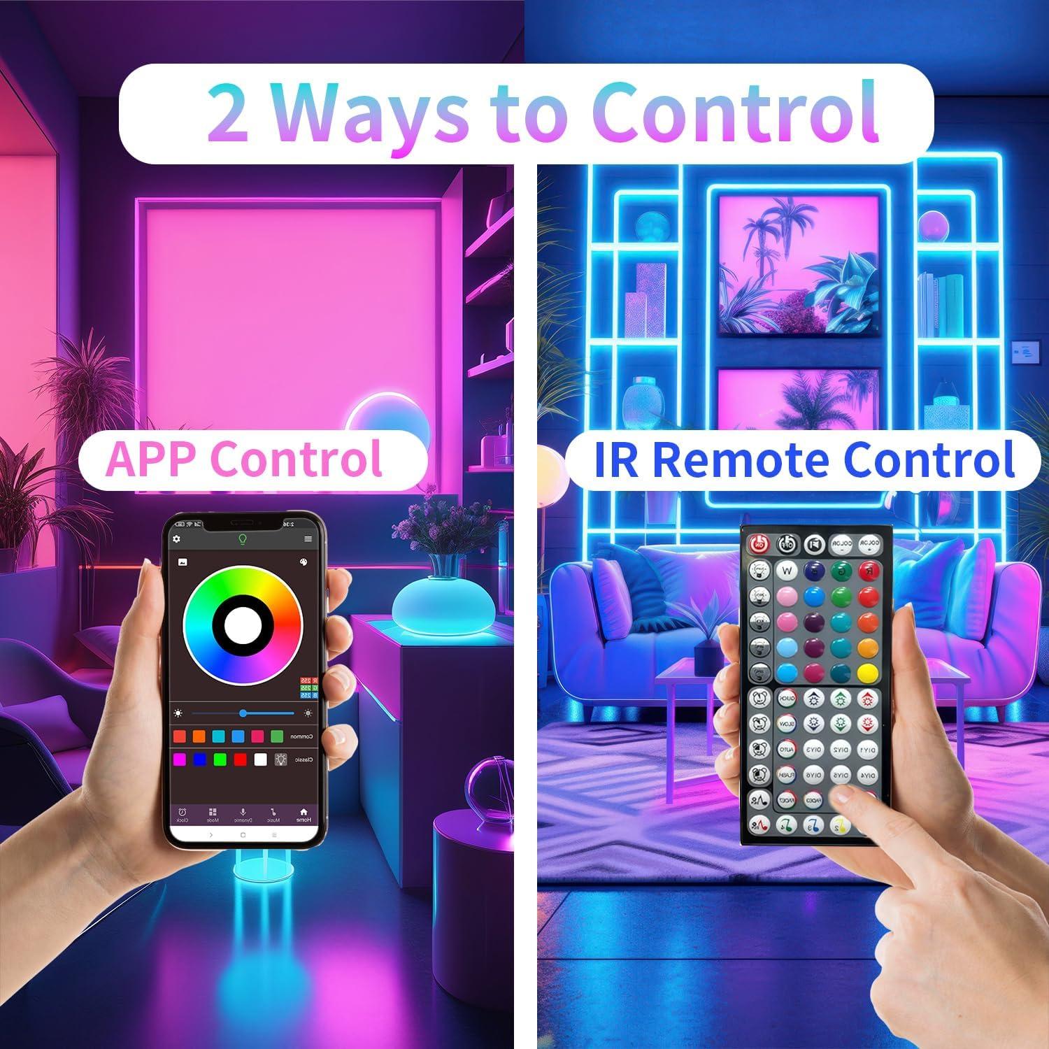 Luces LED RGB NBBUFF 200ft con Control Remoto y APP