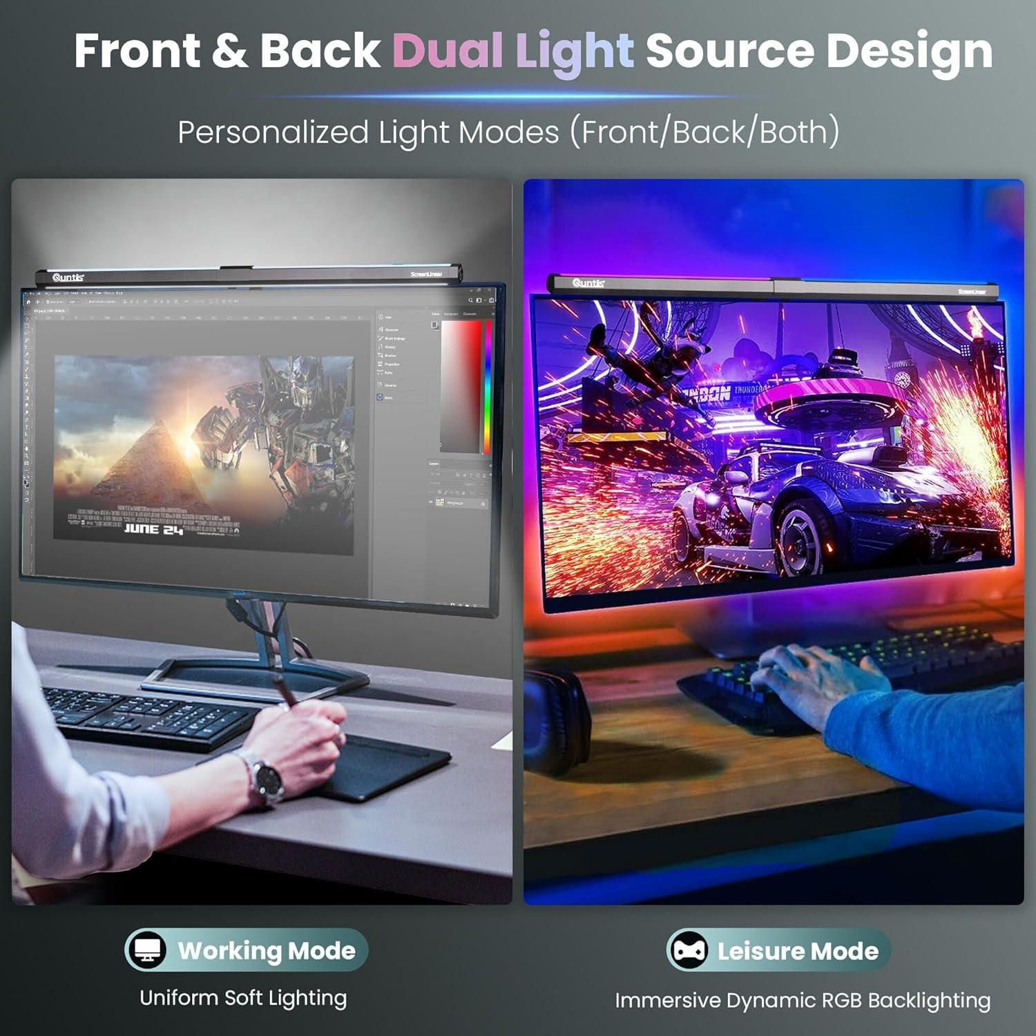 Barra de Luz para Monitor Quntis RGB 39.9 cm Ajustable