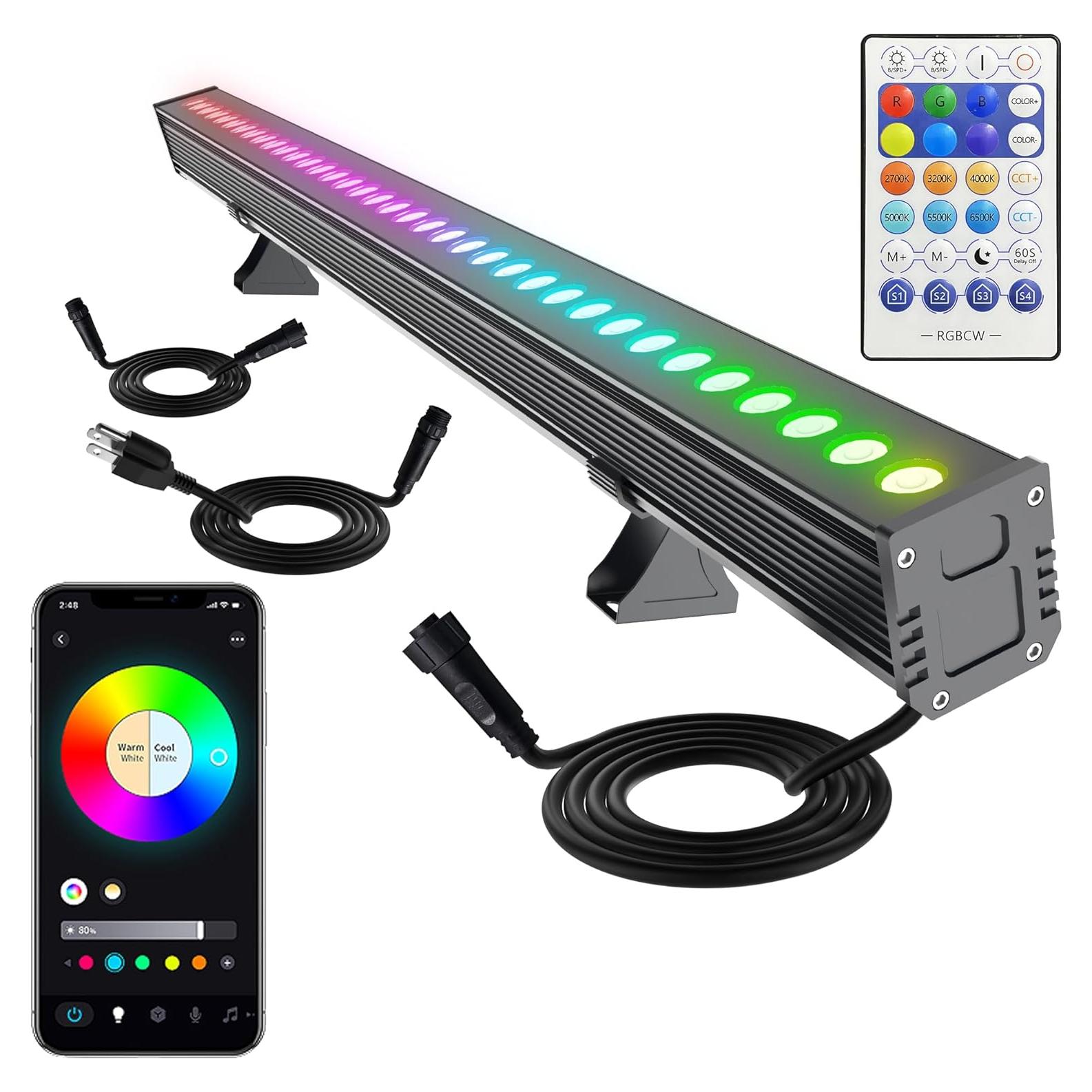 Luz de Pared LED RGBCW Yasotek 180W IP65 Control Remoto