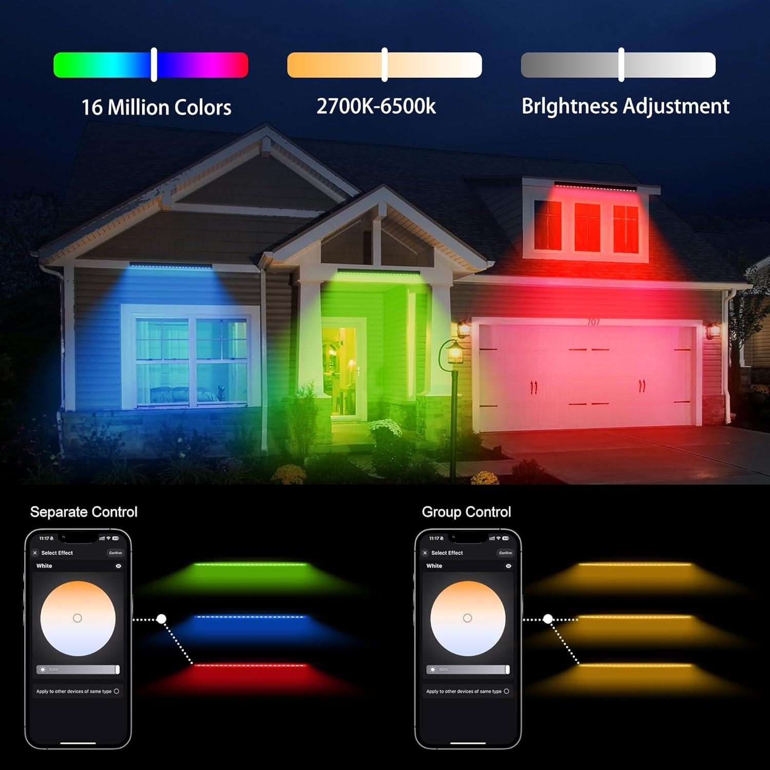 Luz de Pared LED RGBCW Yasotek 180W IP65 Control Remoto