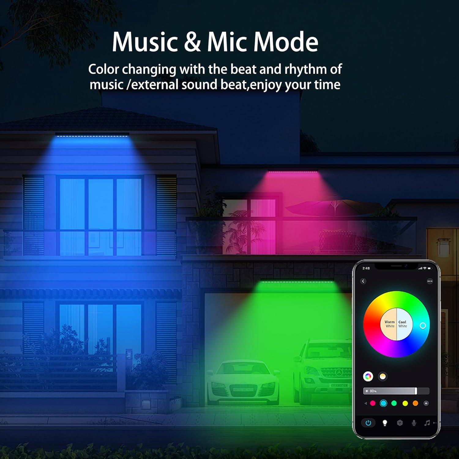 Luz de Pared LED RGBCW Yasotek 180W IP65 Control Remoto