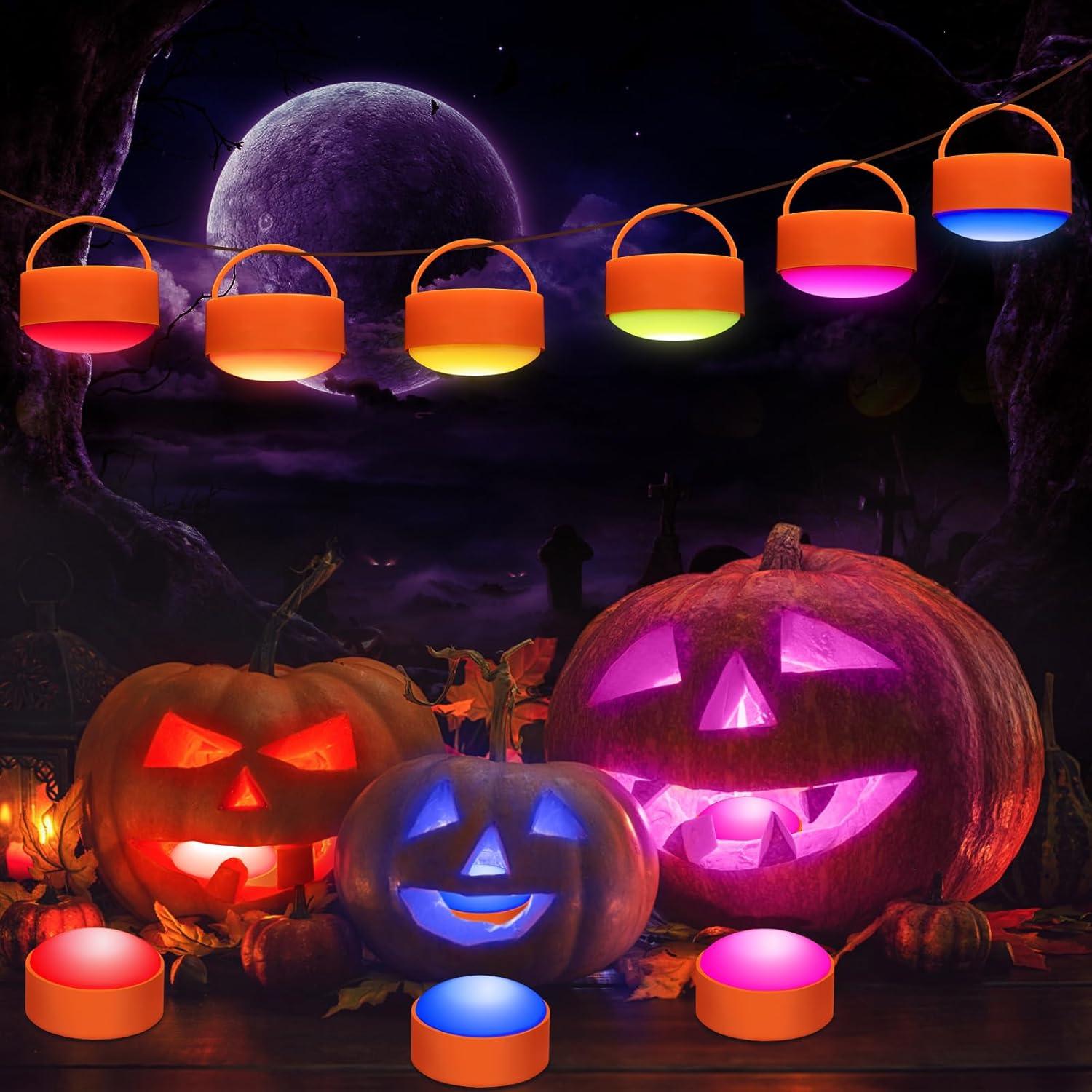 Linternas LED de Calabaza LUNSY RGB - Paquete de 6 con Control Remoto