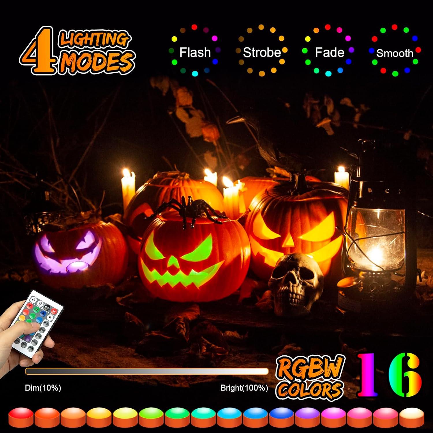 Linternas LED de Calabaza LUNSY RGB - Paquete de 6 con Control Remoto