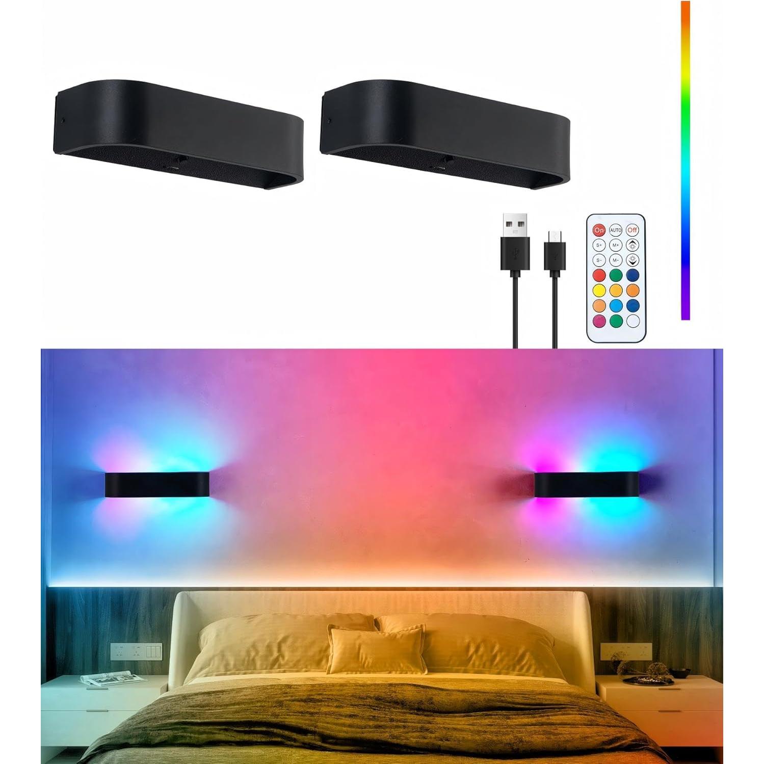 Luz de Pared LED Inalámbrica KwatTsz RGB 12 Colores 6000mAh