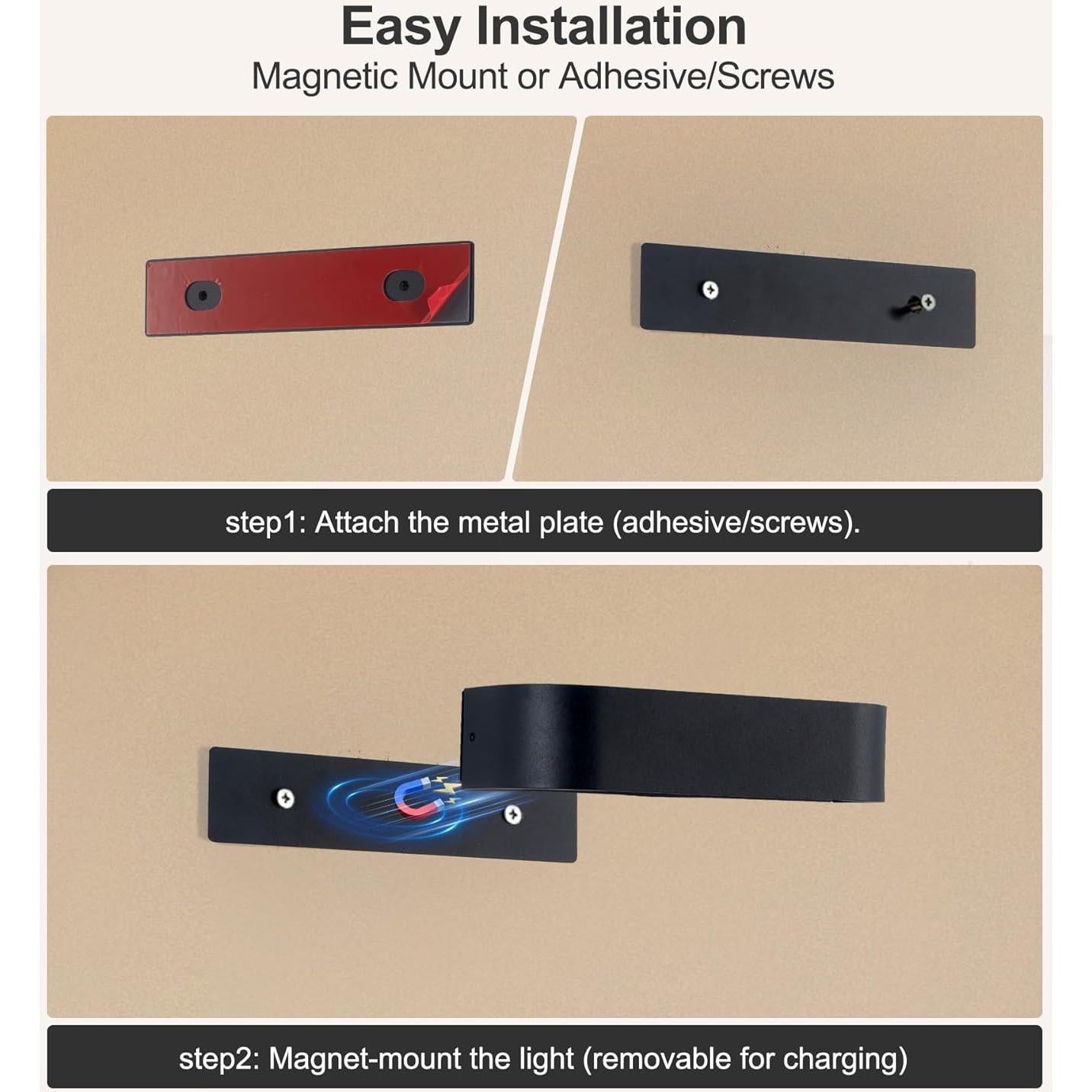 Luz de Pared LED Inalámbrica KwatTsz RGB 12 Colores 6000mAh