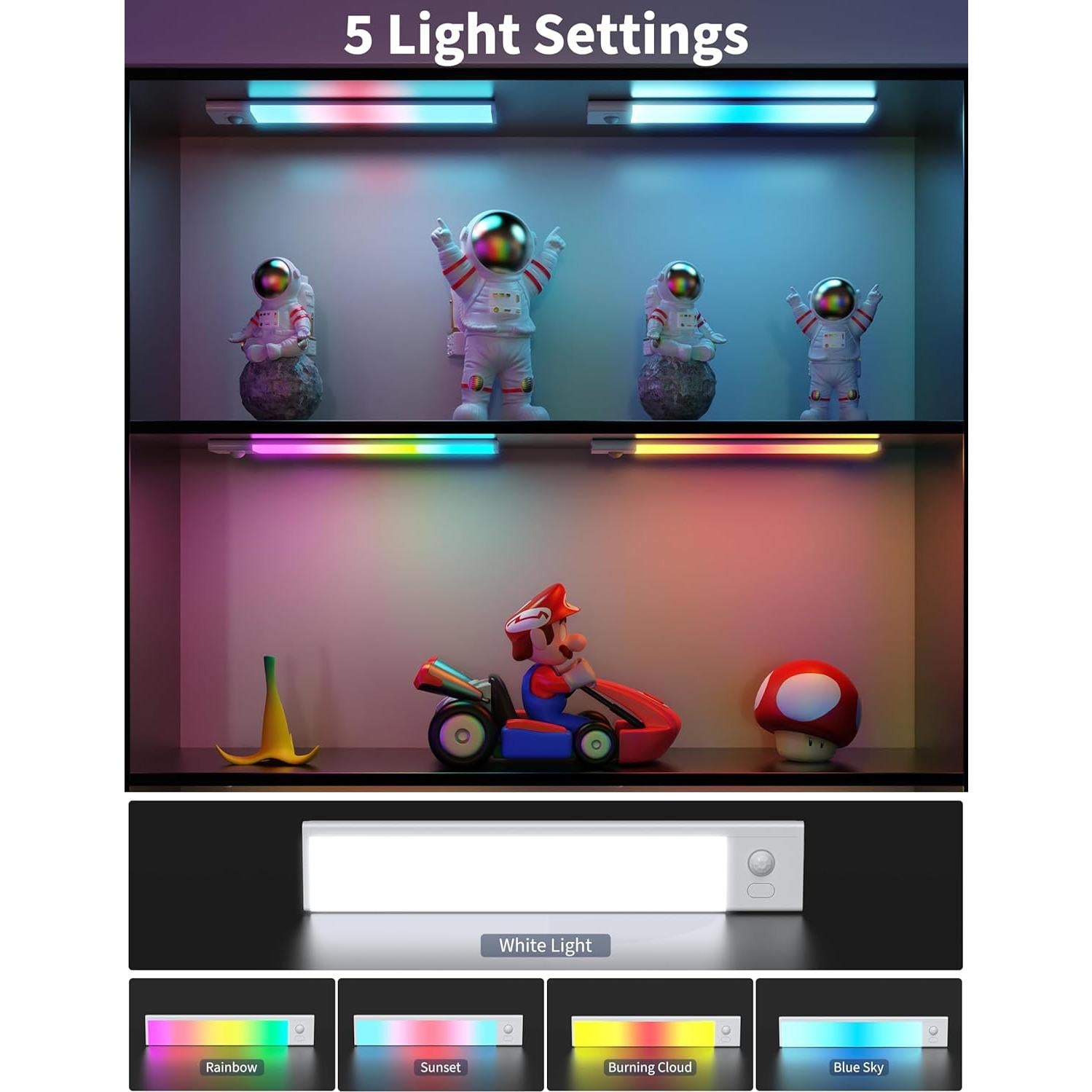 Luces LED Joyzy con Sensor de Movimiento 66 LEDs RGB Recargable