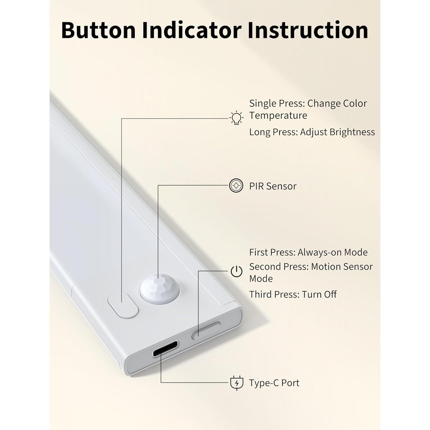 Luces LED Joyzy con Sensor de Movimiento 66 LEDs RGB Recargable