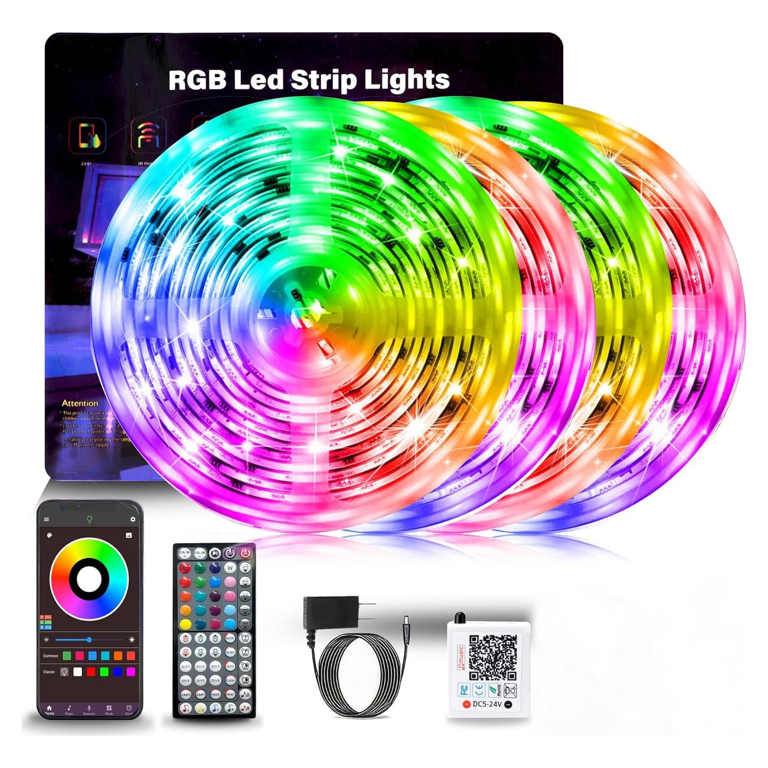 Tiras de luces LED RGB NBBUFF 122m con control remoto y APP