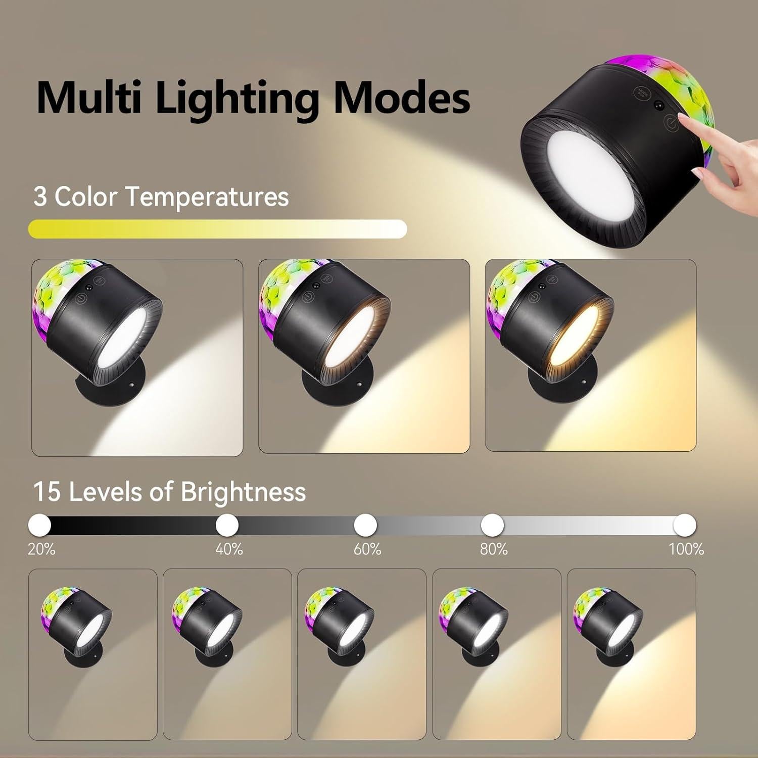 Luz de Bola de Espejo GOUTOOL con Control Remoto RGB 2500mAh