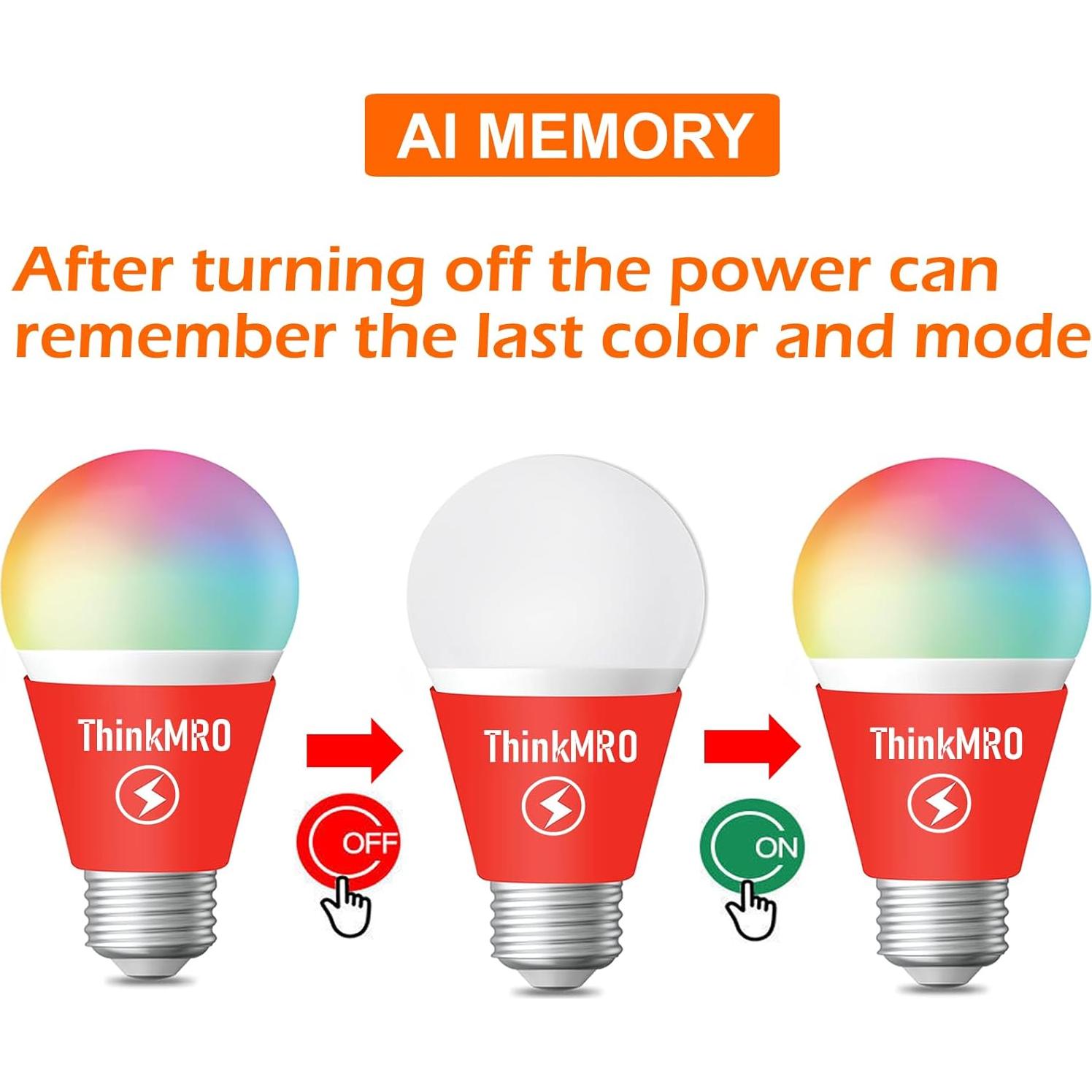 Bombillas LED RGBW ThinkMRO 10W E27, Paquete de 2