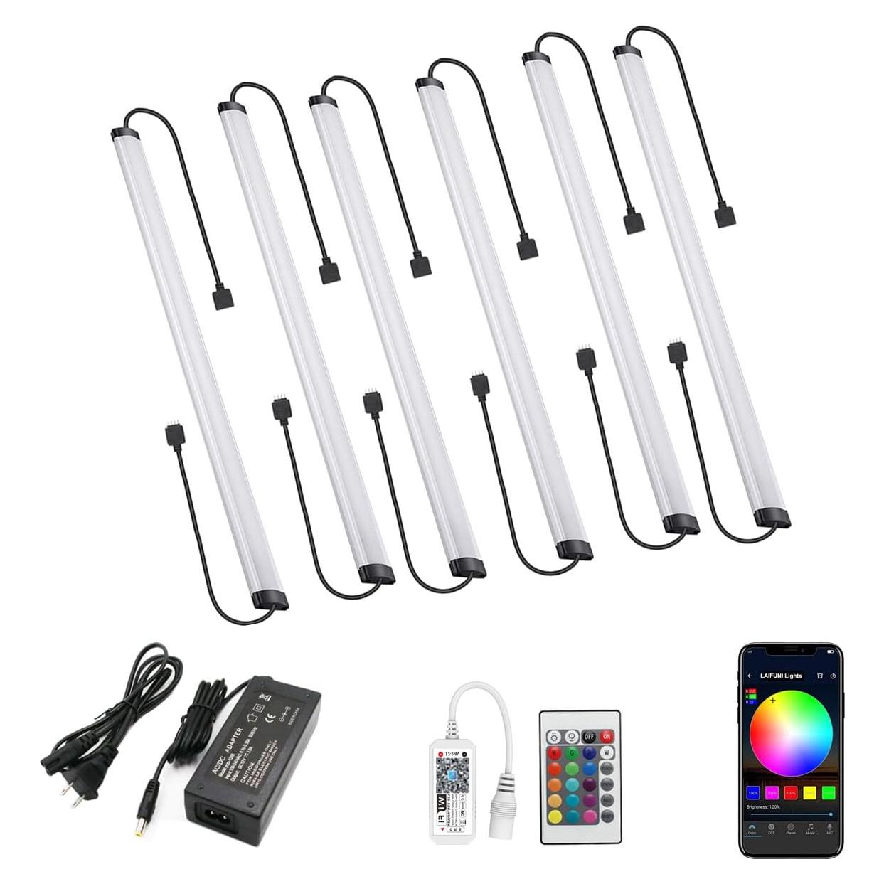 Kit de Iluminación LED Bajo Gabinete LAIFUNI 20" RGB 6 Pcs