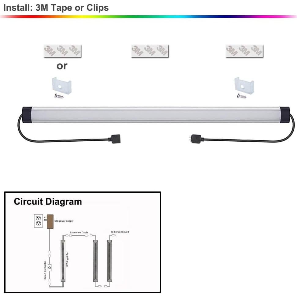 Kit de Iluminación LED Bajo Gabinete LAIFUNI 20" RGB 6 Pcs
