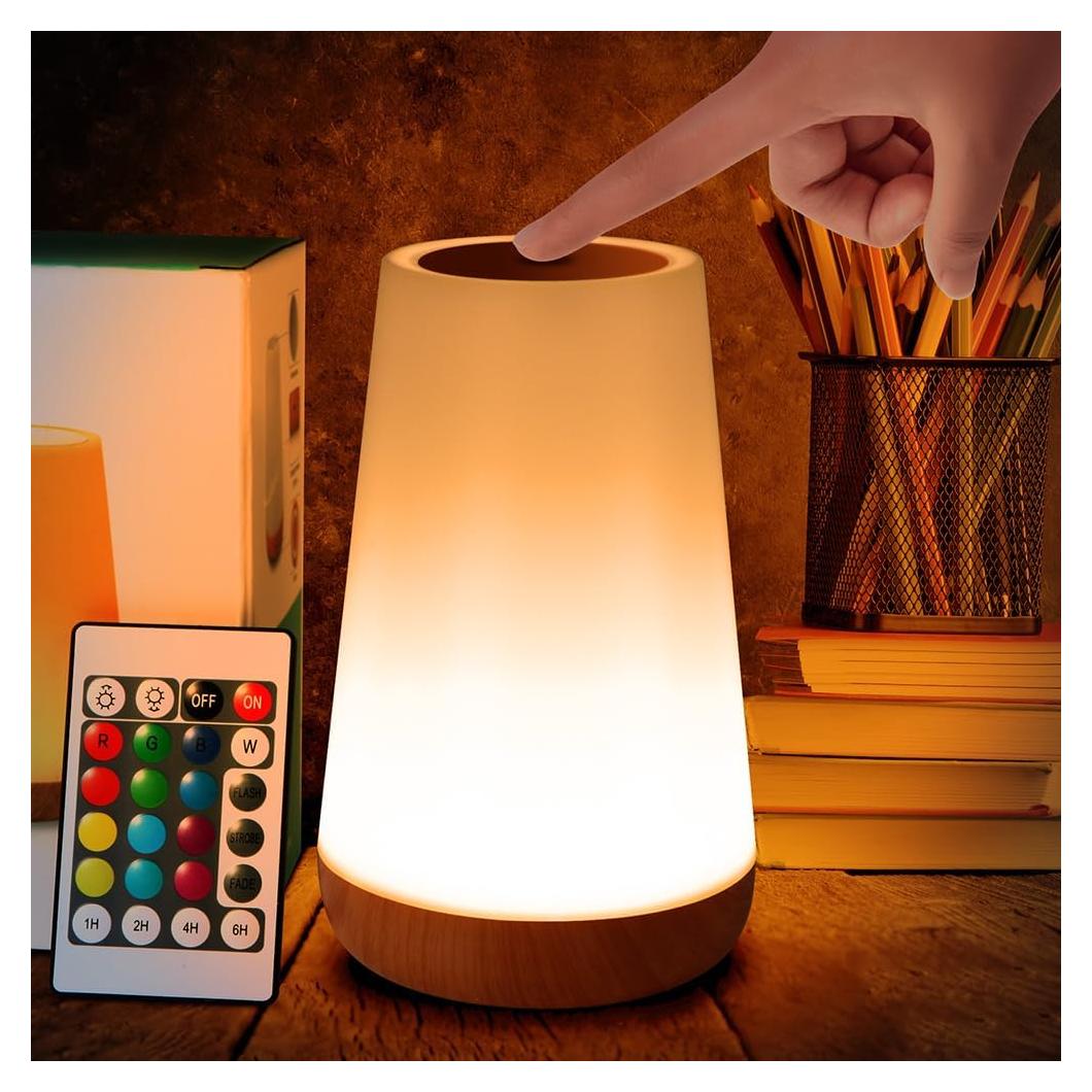 Lámpara de Noche Táctil Luxxflour, 5 Niveles Brillo, 13 Colores RGB