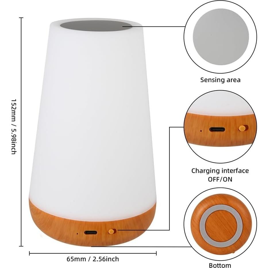 Lámpara de Noche Táctil Luxxflour, 5 Niveles Brillo, 13 Colores RGB