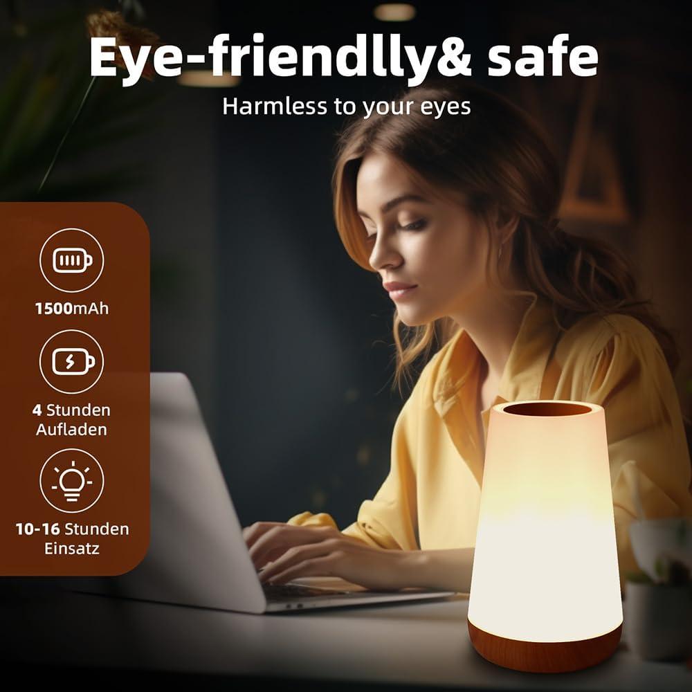 Lámpara de Noche Táctil Luxxflour, 5 Niveles Brillo, 13 Colores RGB