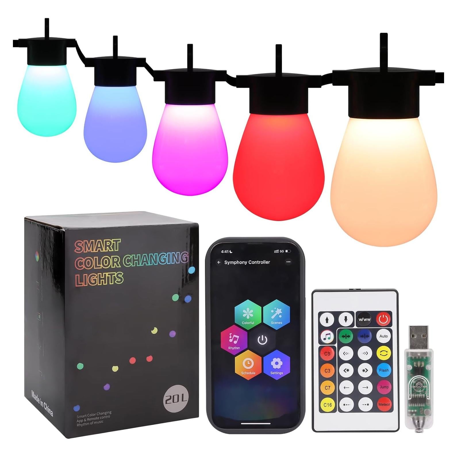 Luces de Cadena Exteriores Inteligentes Lin Hai 20 LED RGB