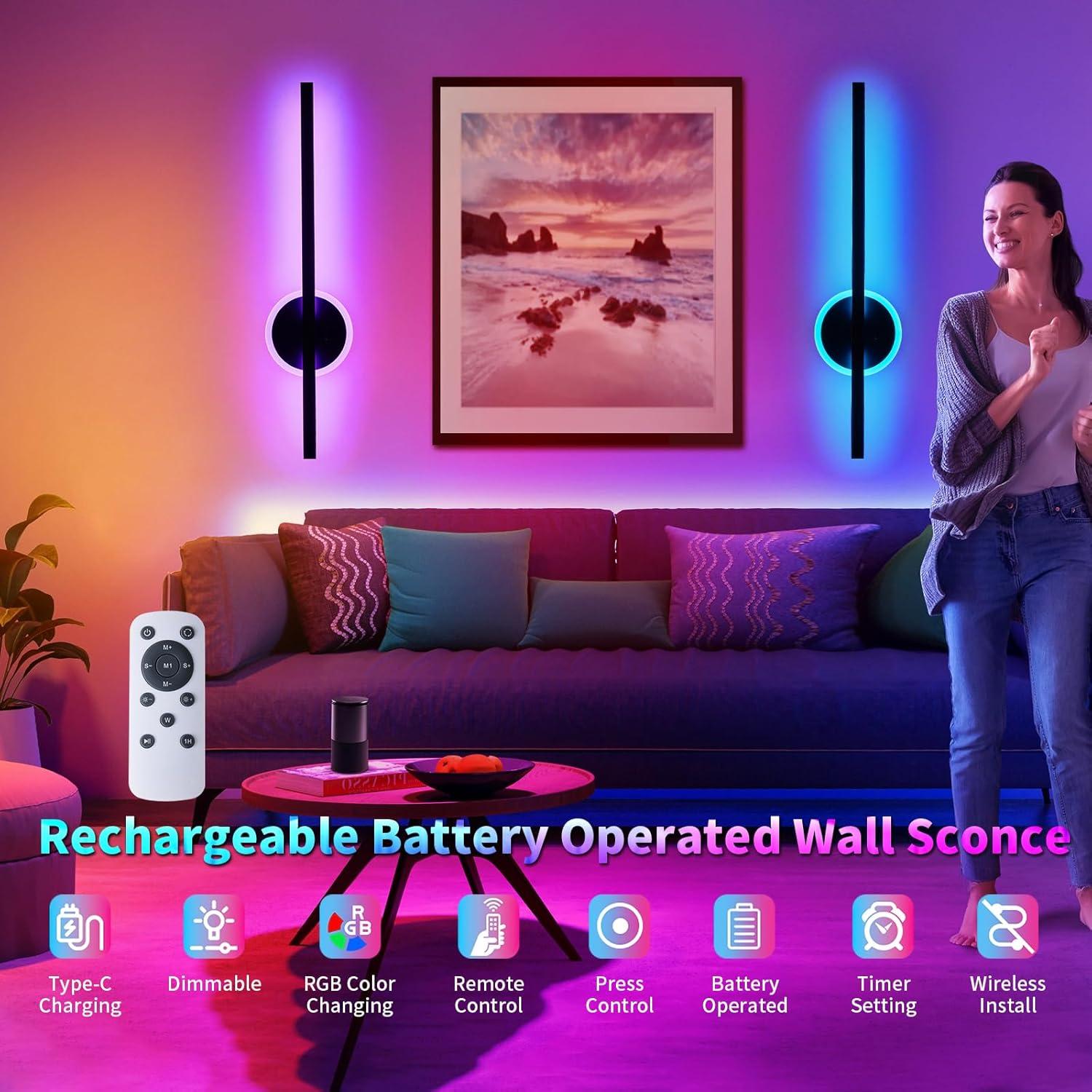 Juego de Apliques de Pared Inalámbricos Lumiquesce 61 cm RGB