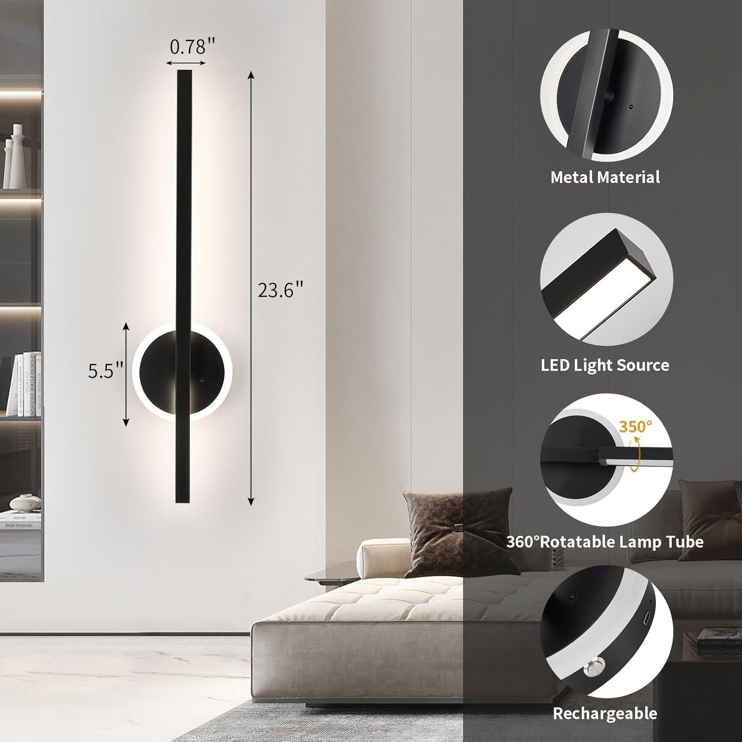 Juego de Apliques de Pared Inalámbricos Lumiquesce 61 cm RGB