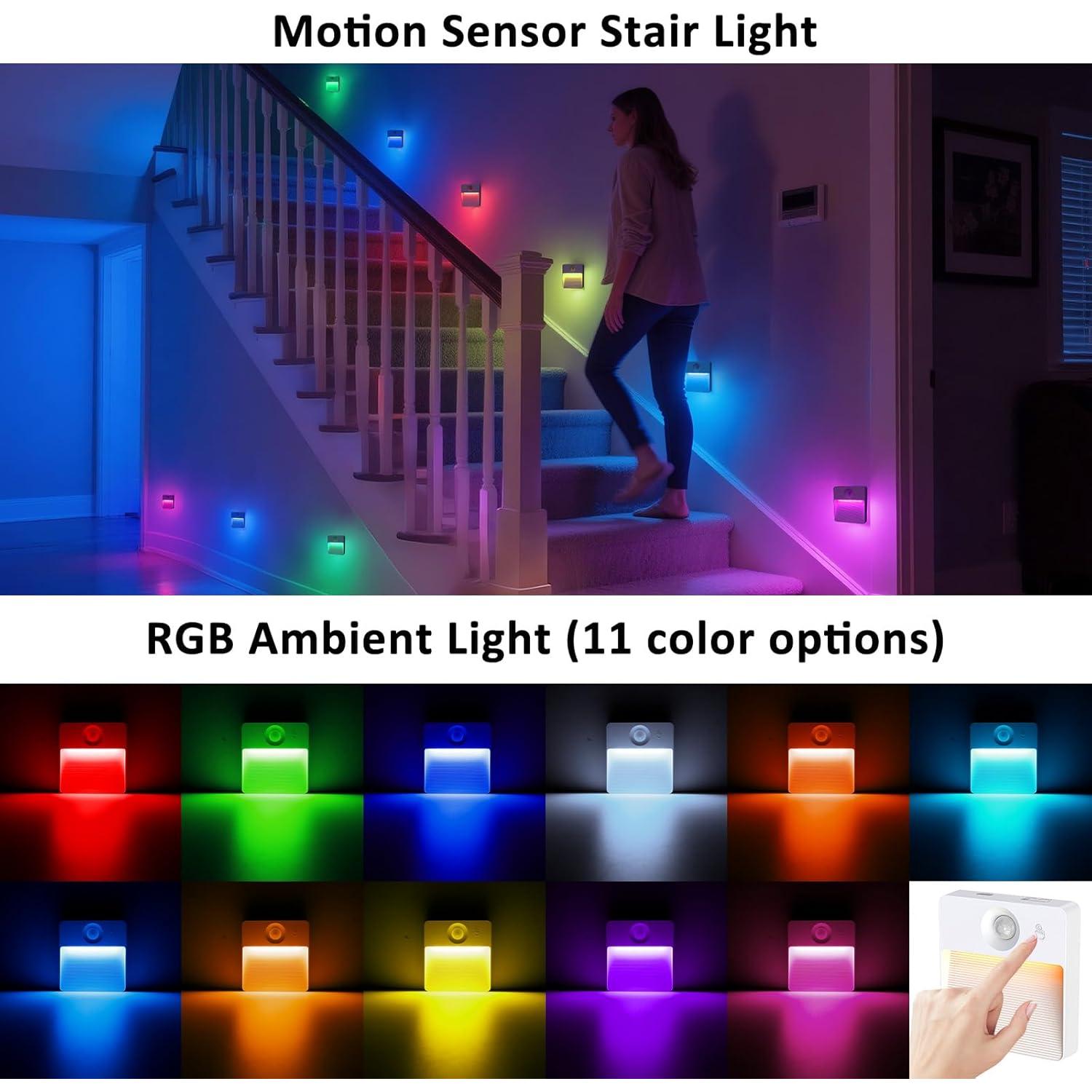 Paquete de 8 luces de escalera recargables Guankaidianzishangwu