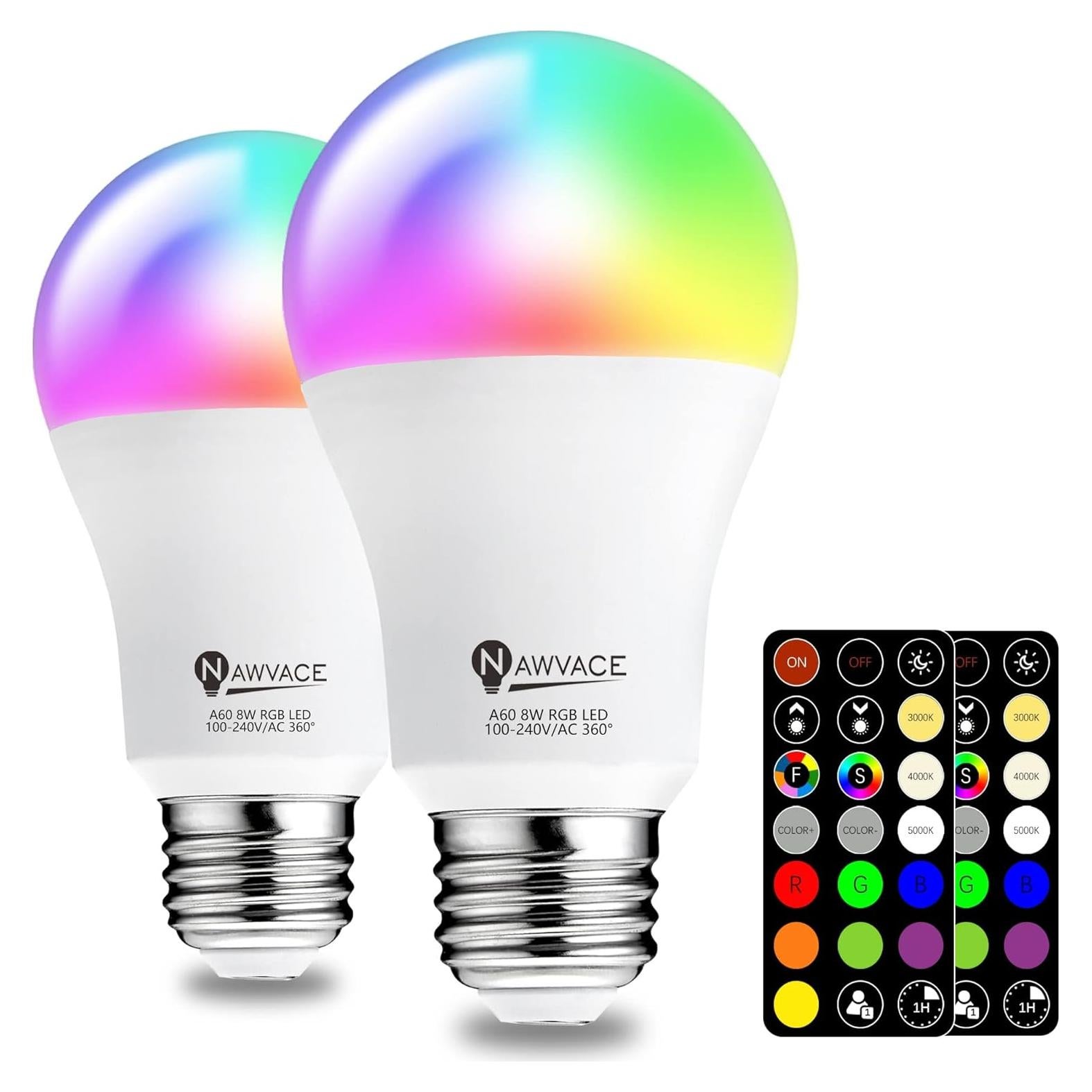 Bombilla LED RGB Regulable 8W E26 A19 con Control Remoto