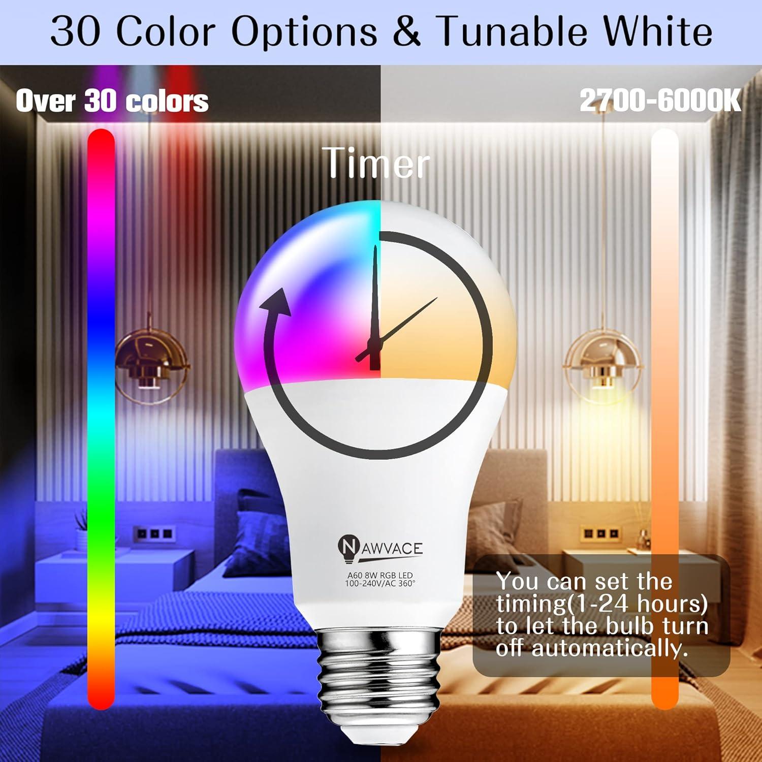 Bombilla LED RGB Regulable 8W E26 A19 con Control Remoto