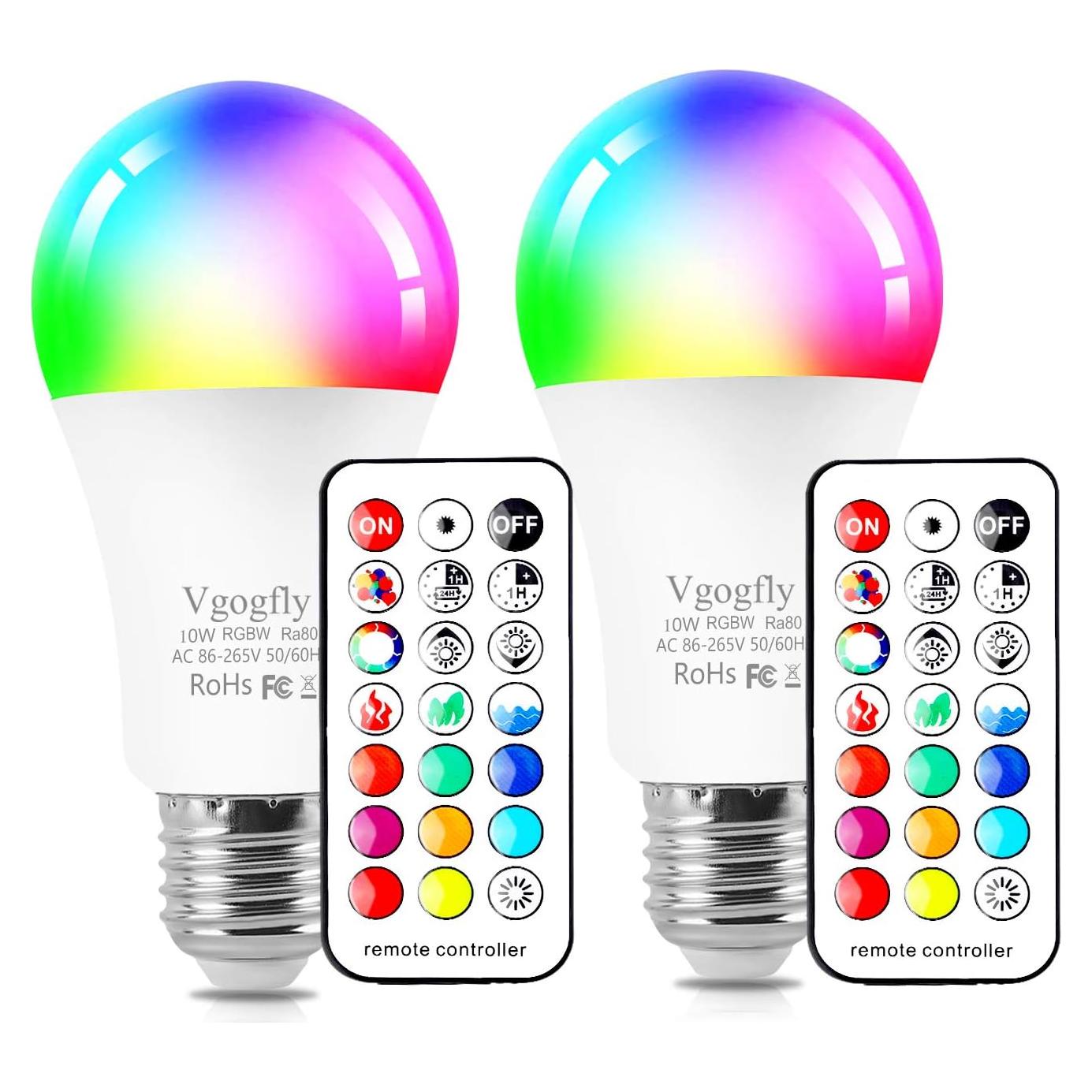 Bombillas LED RGB 10W Vgogfly E26 Control Remoto 2 Unidades