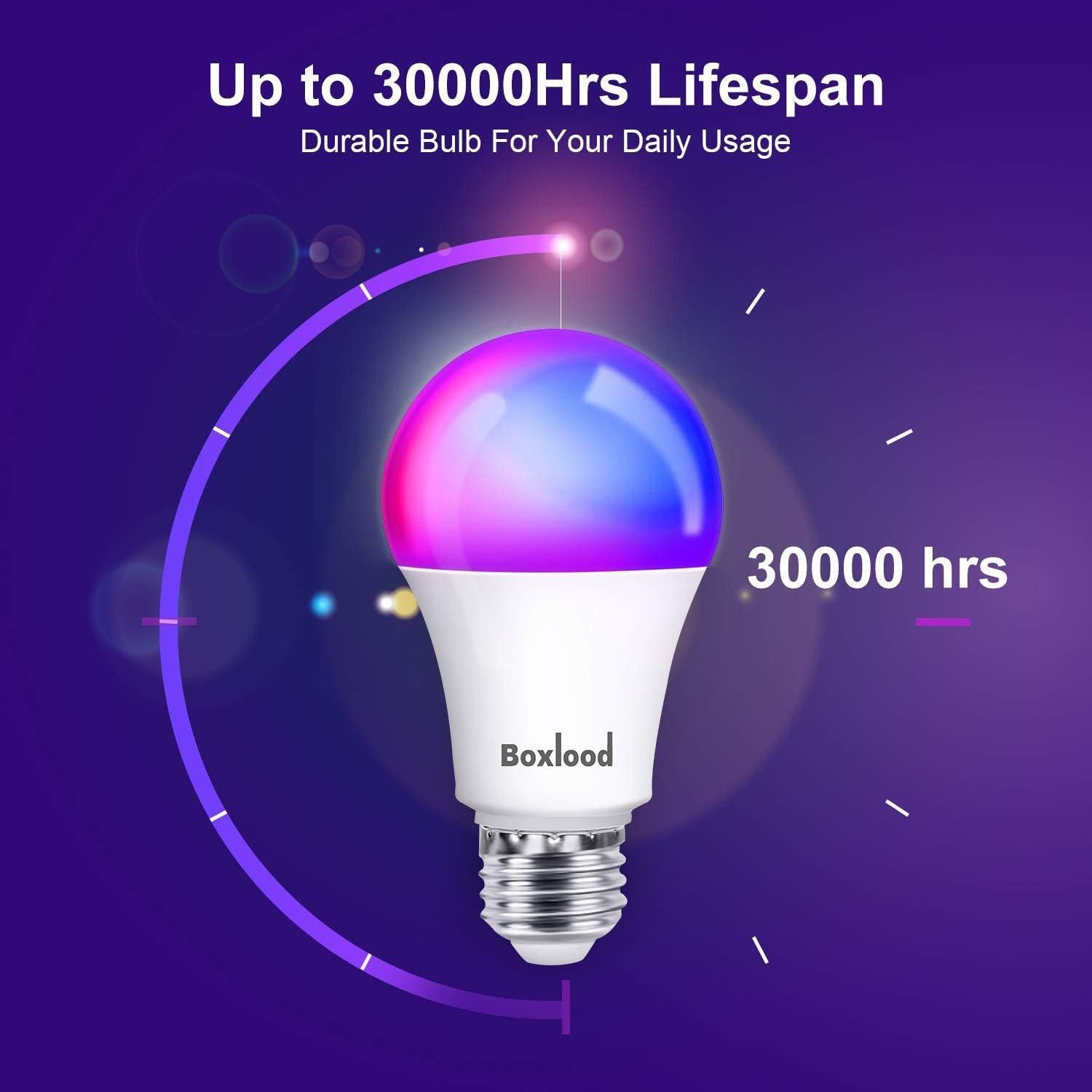 Bombilla Inteligente Boxlood RGB 7W E26 Paquete de 6