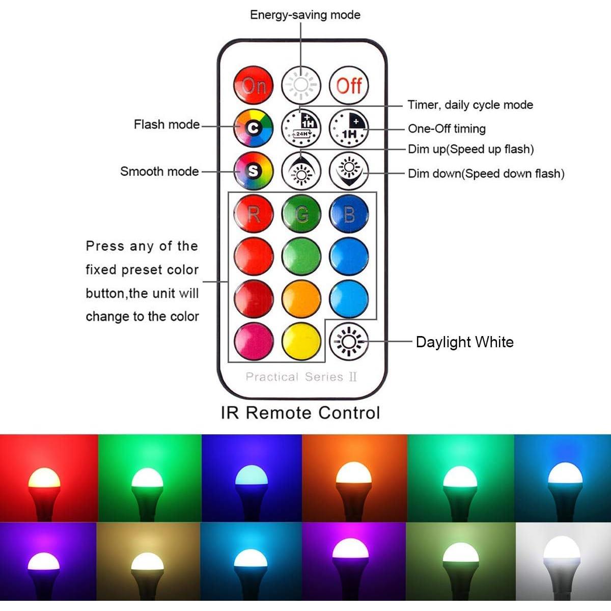 Bombilla LED RGB + Blanco Diurno 10W DASINKO - Paquete de 2